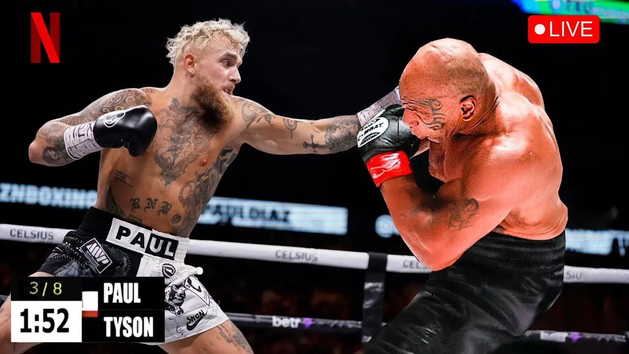 Mike tyson jake paul stare down