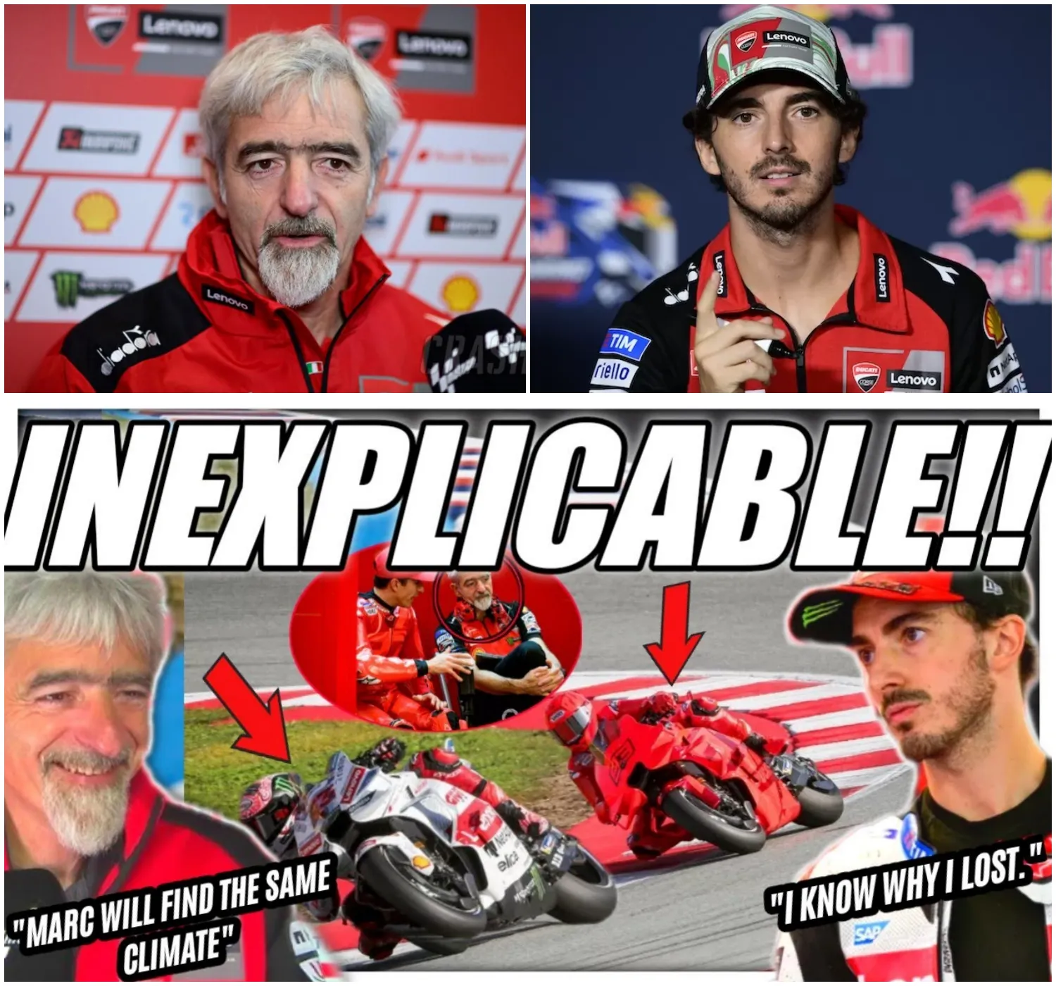 Cover Image for ÚLTIMAS NOTICIAS: El jefe de Ducati acaba de hacer una declaración impactante sobre Márquez. Bagnaia habla