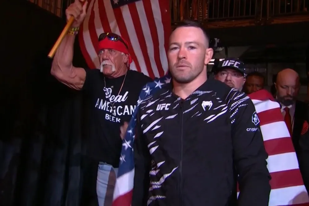 Colby Covington flanked by Hulk Hogan for UFC Tampa walkout