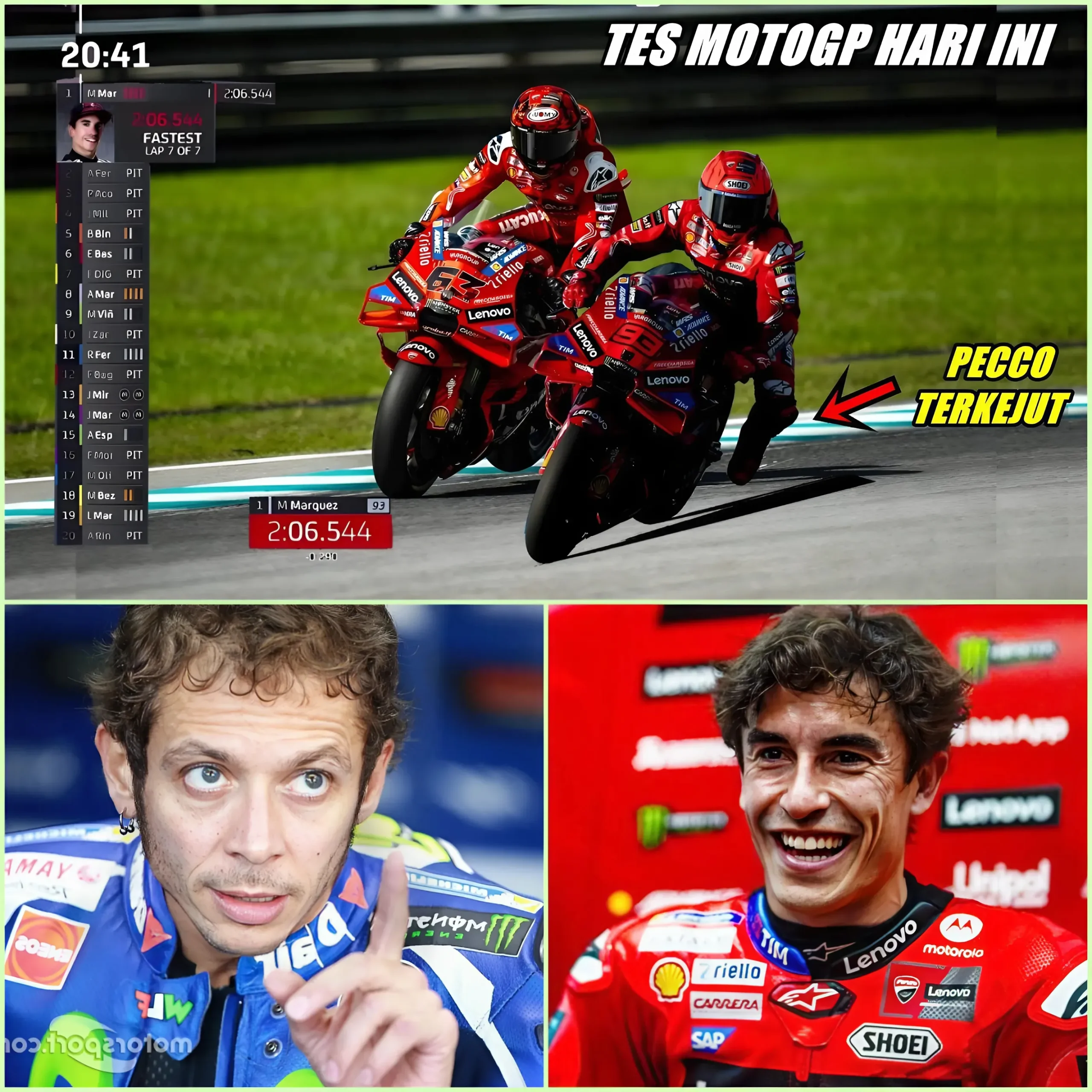 Cover Image for Noticias de MotoGP hoy, Márquez enfada deliberadamente a Bagnaia y Rossi, MotoGP 2025