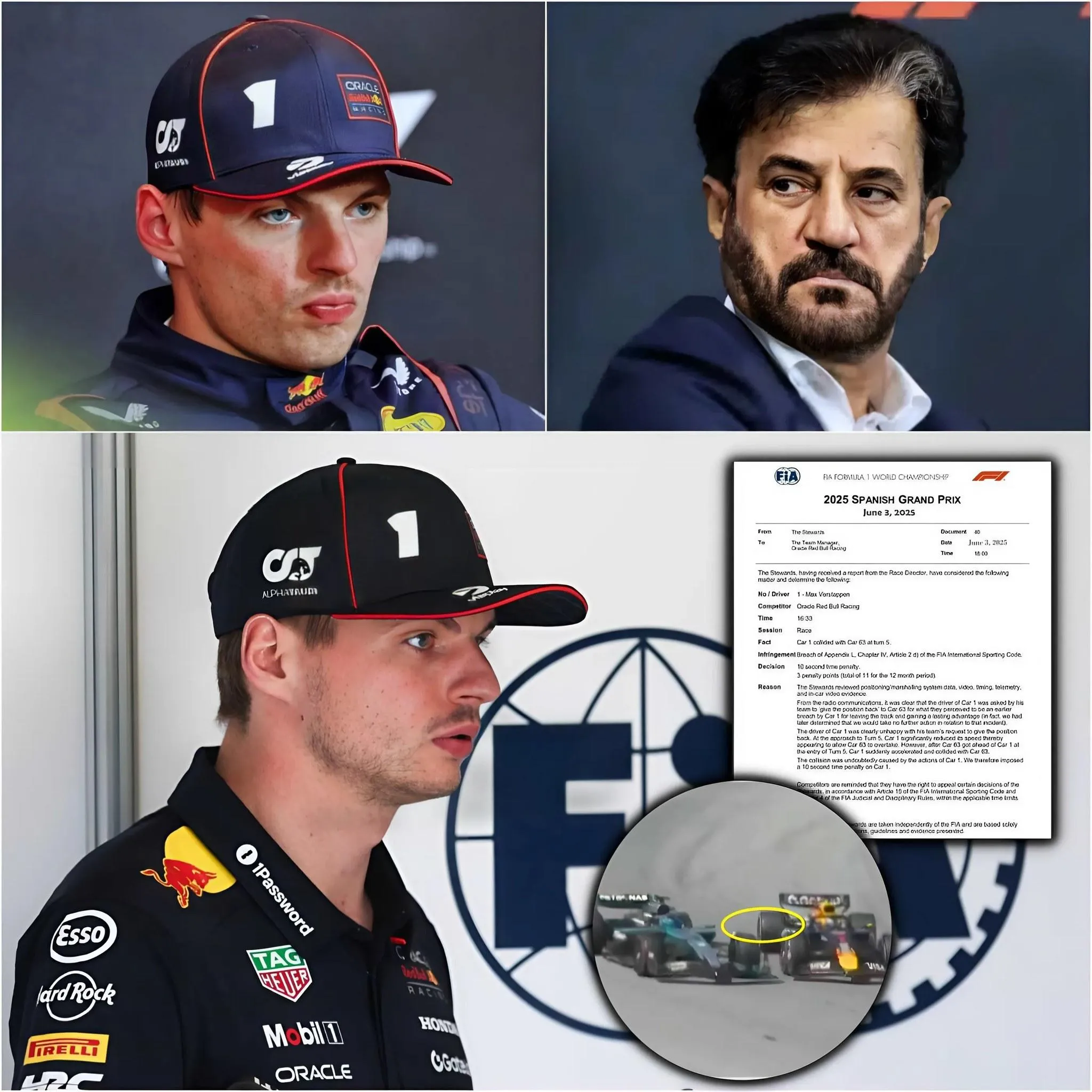 Cover Image for OFFICIAL CONFIRMATION!! FIA ANNOUNCES SECOND HEAVY PENALTY for Max Verstappen after dramatic 2025 Spanish Grand Prix
