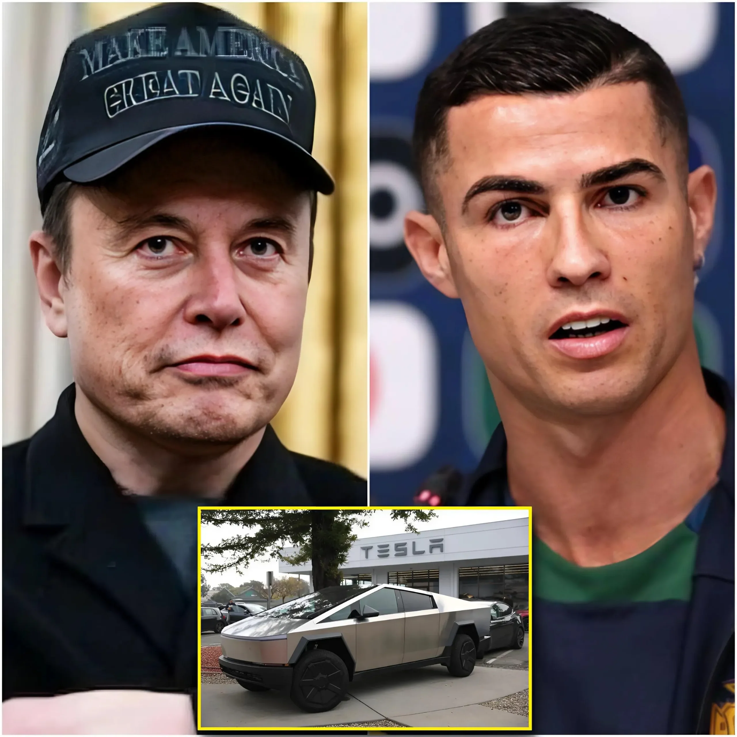 Cover Image for HACE 10 MINUTOS: Elon Musk le Ofreció a Cristiano Ronaldo 100 Millones de Dólares para Promocionar su Tesla Cybertruck, pero la Respuesta de la Estrella del Fútbol Sorprendió al Mundo.