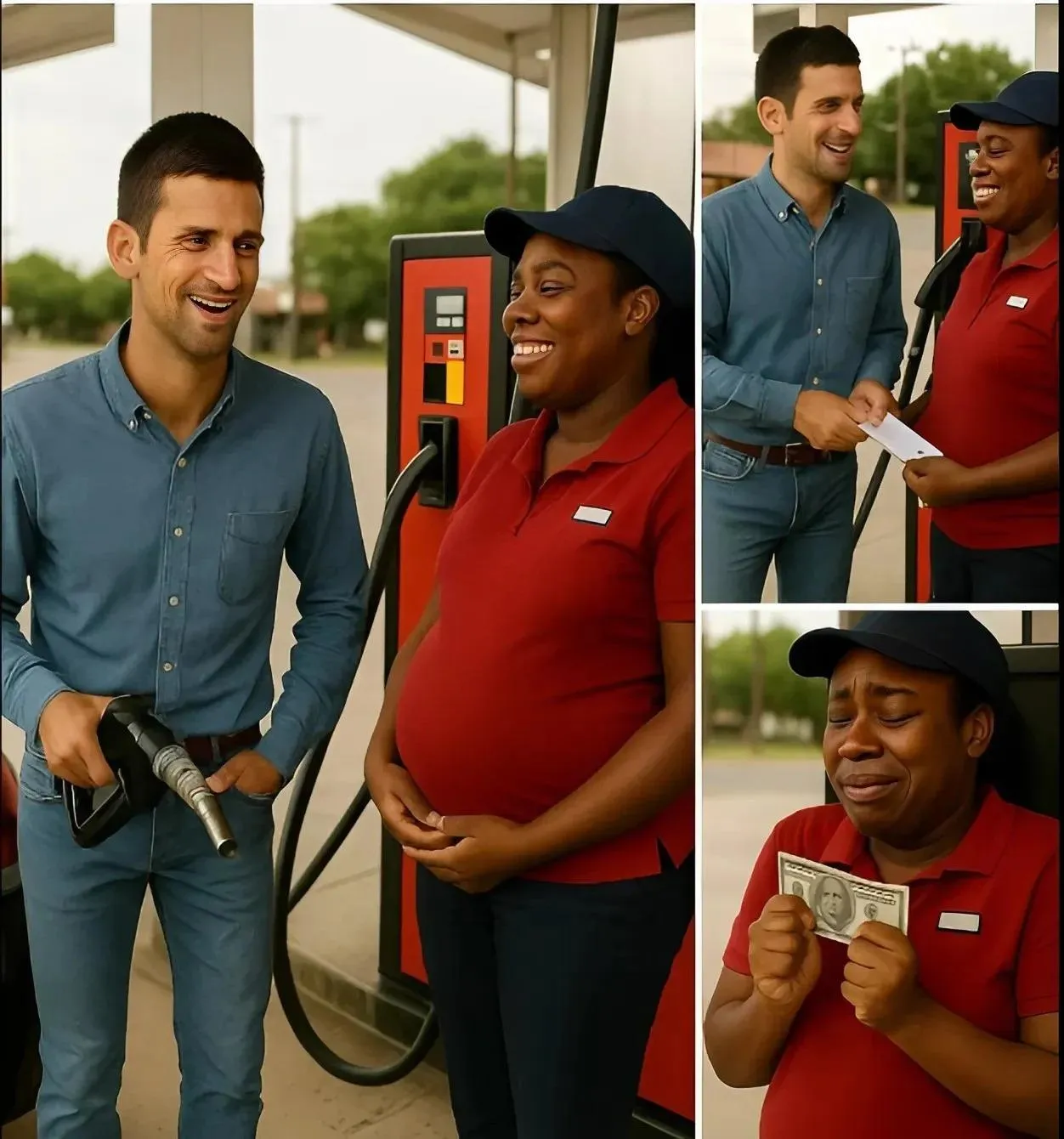 Cover Image for SORPRENDENTE: Novak Djokovic dio en secreto una gran cantidad de dinero y un “regalo especial” a una mujer negra embarazada en una gasolinera — ¡Sin cámaras, solo lágrimas y bondad!