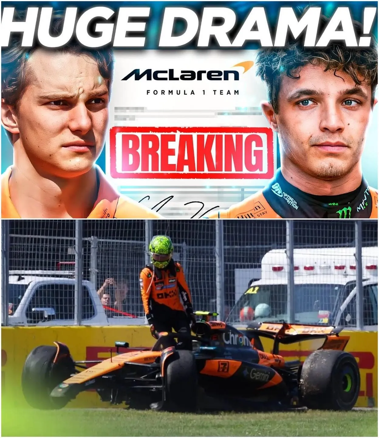 Cover Image for Tensions flare as McLaren faces intense criticism following a dramatic and unexpected crash involving teammates Lando Norris and Oscar Piastri during the Canadian Grand Prix, raising serious questions about team strategy and communication.