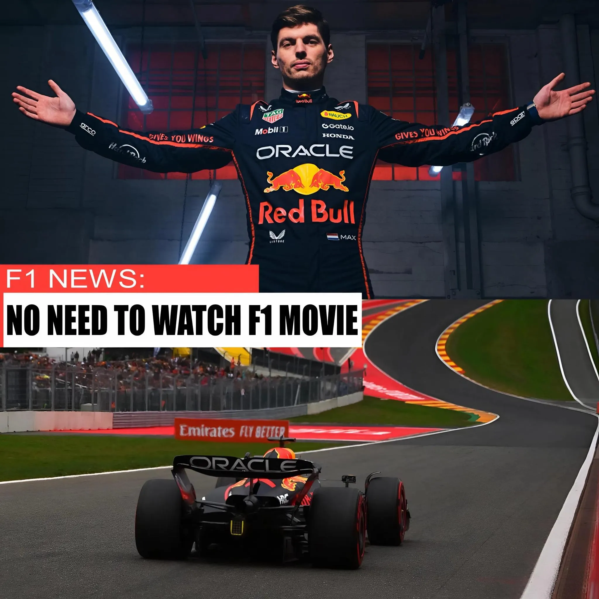 Cover Image for “F1 Movie is fine, but not necessary” Max Verstappen showed his realism by skipping the movie premiere and taking part in his own GT test race.