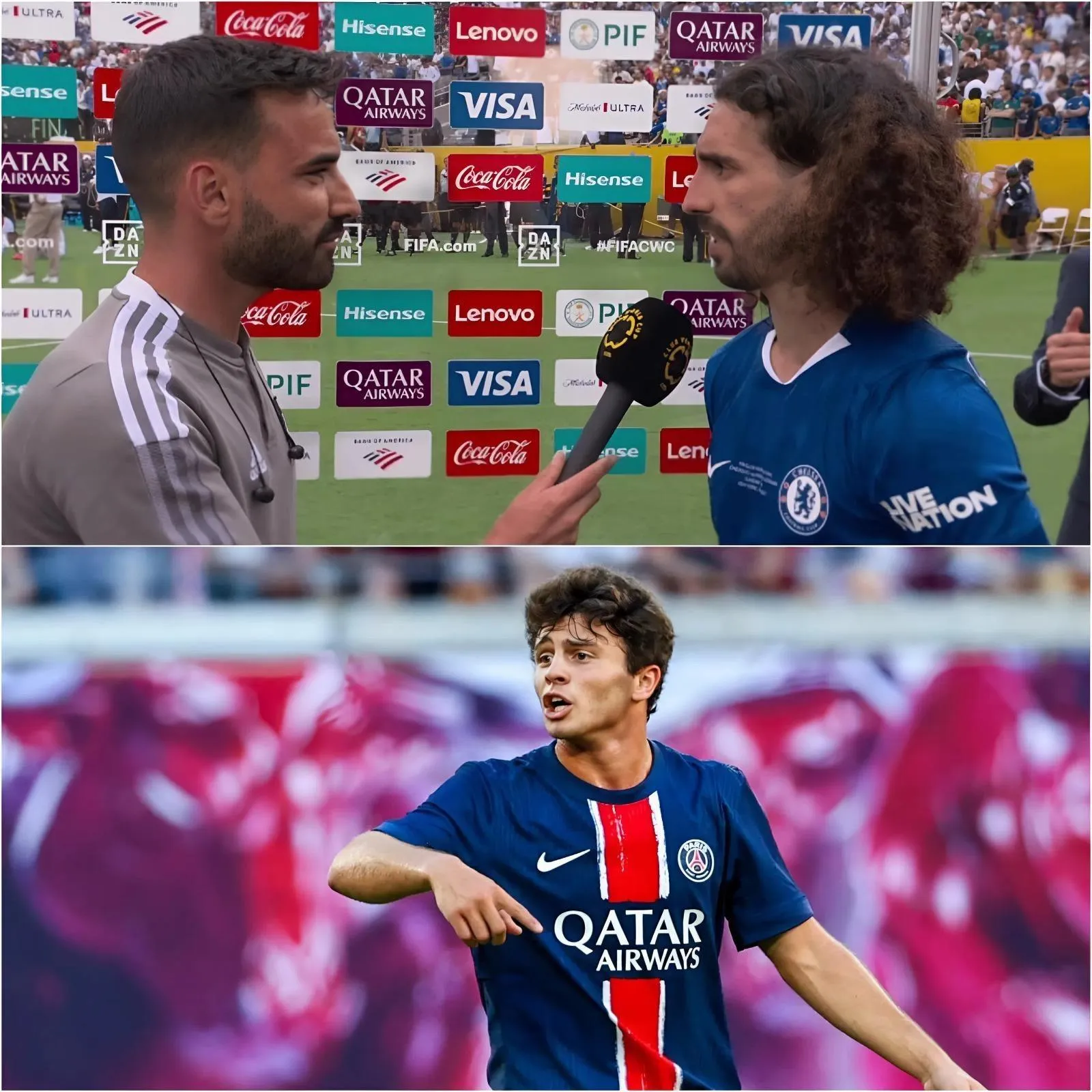 Cover Image for Last minute: Cucurella treated João Neves with “Portuguese bastard” live during an post-match interview, but what really amazed everyone is João Neves’s reaction-forcing Cucurella to apologize.