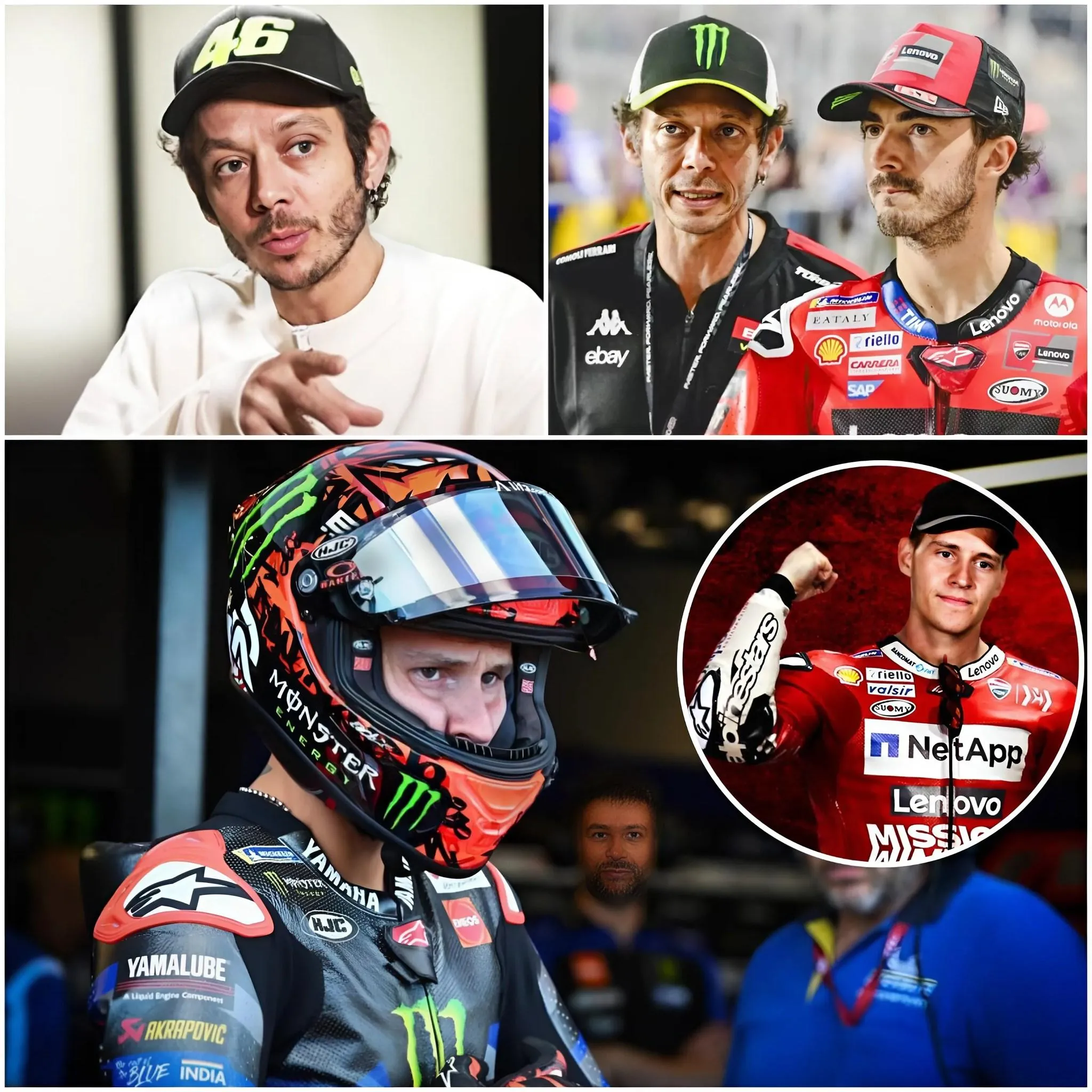 Cover Image for Valentino Rossi sorprendió al mundo de MotoGP con una atrevida entrevista y un polémico comentario sobre el “intercambio de dúo” entre Fabio Quartararo y Pecco Bagnaia. ¡Nadie lo vio venir!