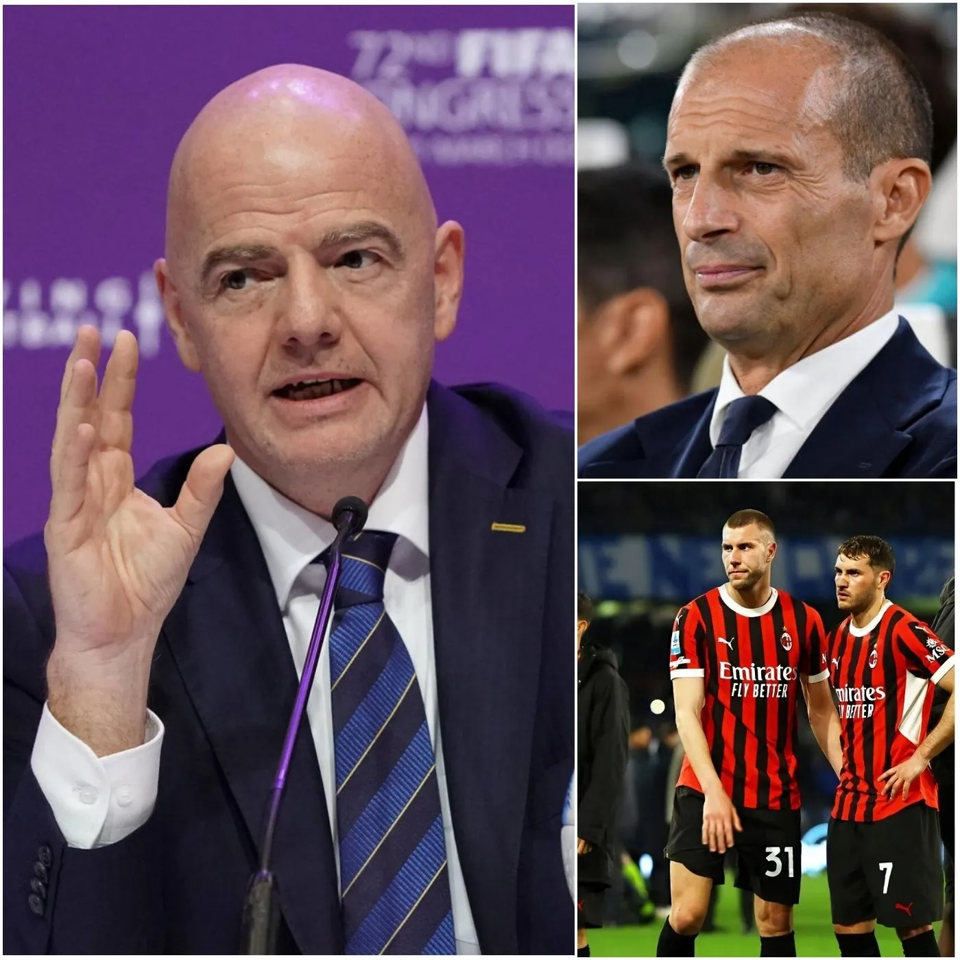 Cover Image for NOTIZIE SCIENTIFICHE: Il Presidente della FIFA ha appena annunciato la lista dei club che parteciperanno alla FIFA Club World Cup del 2029. La sorpresa è che solo un club italiano è stato selezionato, e questo nome ha sorpreso molti. Dopo aver appreso la notizia, l’allenatore Massimiliano Allegri è rimasto furioso e ha fatto nove critiche dure nei confronti della FIFA.