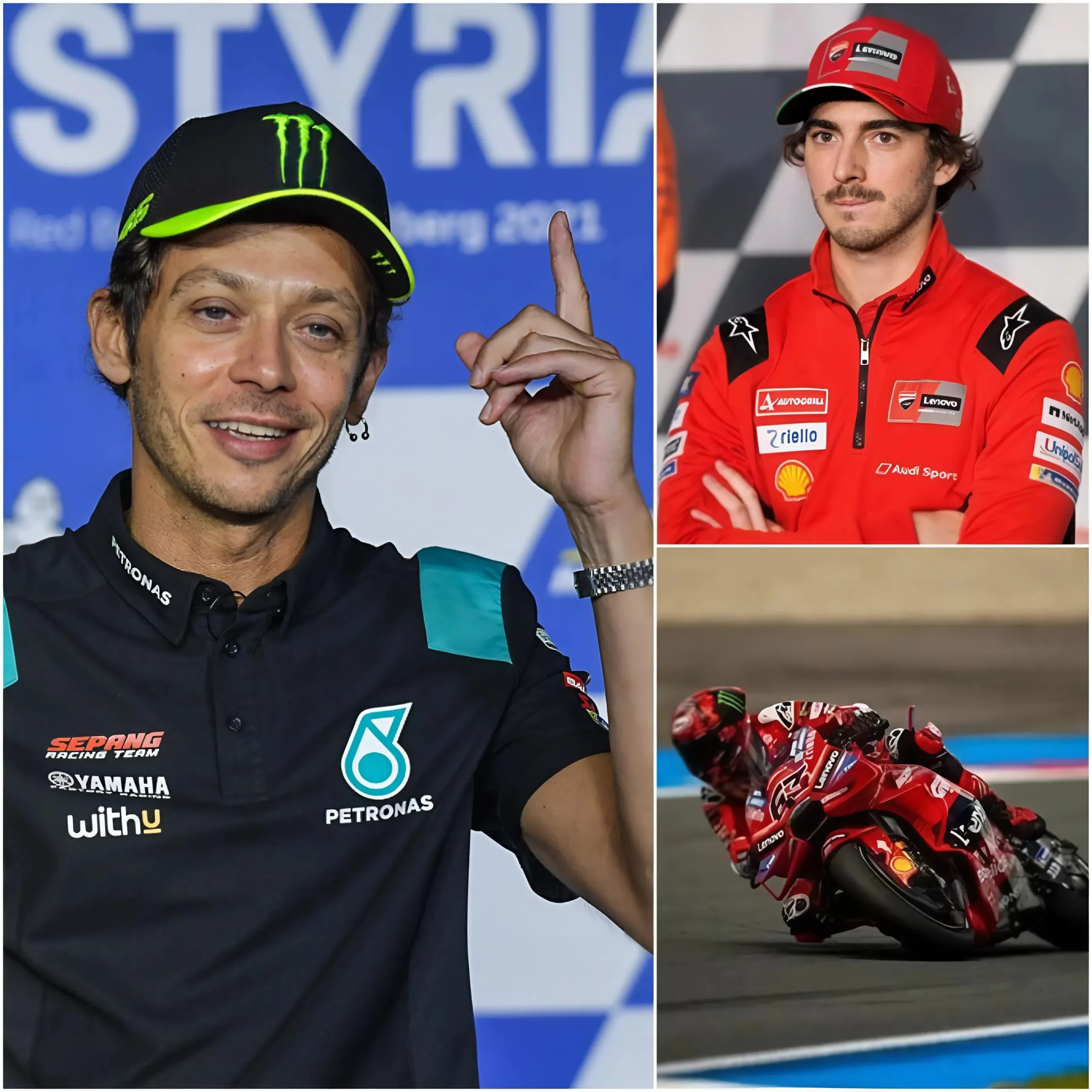Cover Image for Valentino Rossi ha scioccato l’intero mondo della MotoGP quando ha parlato di Pecco Bagnaia: “Quello che sta succedendo con Pecco è un crimine contro la MotoGP. Come puoi essere così crudele…” Ha anche lanciato un avvertimento di dieci parole che ha scatenato un acceso dibattito in MotoGP. Solo cinque minuti dopo, anche Bagnaia ha parlato…