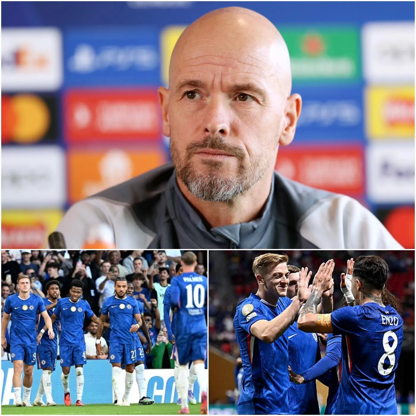 Cover Image for Coach Erik ten Hag Commends Standout Player Ahead of His Leverkusen Clash. Erik ten Hag shared, “He caused us a lot of trouble; despite our best efforts, he still didn’t give us any chance of winning.” And surprisingly, it wasn’t COLE PALMER, João Pedro, or Estêvão Willian.