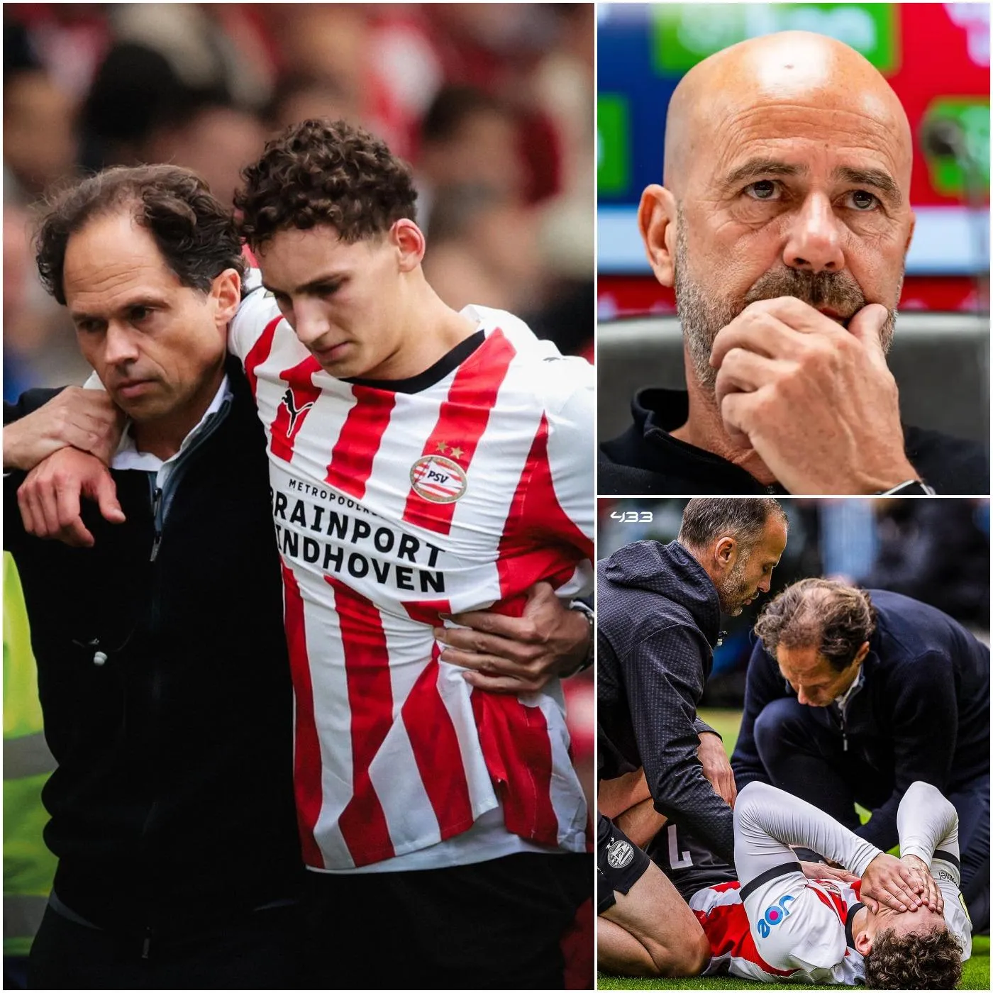Cover Image for De nachtmerrie van Peter Bosz is werkelijkheid geworden: Ruben van Bommel liep een zware knieblessure op tijdens de wedstrijd tegen Ajax, veroorzaakt door een opvallend bizarre situatie voor de PSV-aanvaller. Bosz zit met zijn handen in het haar bij het zoeken naar een vervanger, terwijl Van Bommel hoopt dat zijn blessure uiteindelijk toch meevalt.