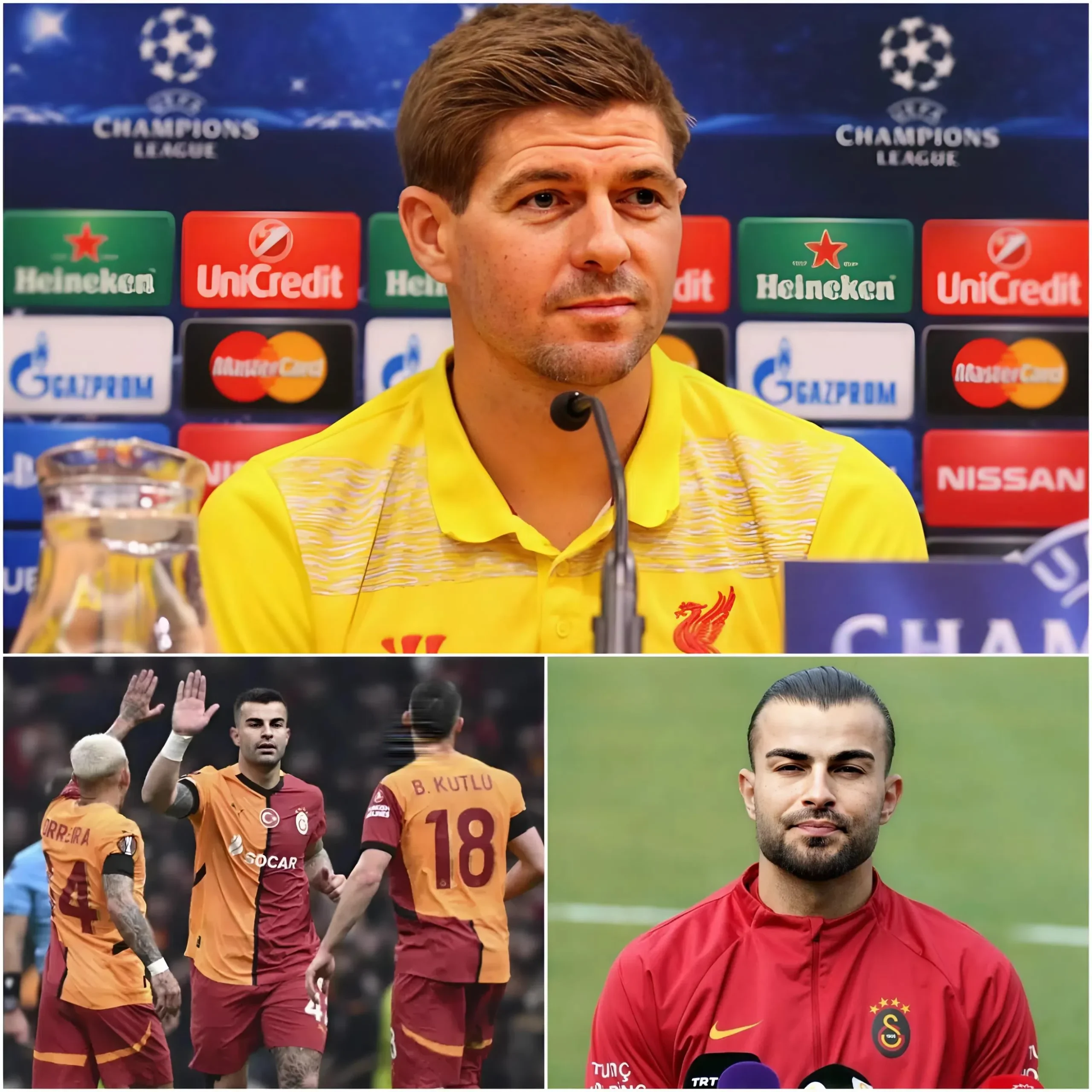 Cover Image for Liverpool efsanesi Steven Gerrard, Galatasaray ile Liverpool arasındaki maç öncesinde şok edici bir açıklama yaptı: “TÜRKİYE’DE ŞAMPİYONLAR LİGİ’NDE OYNAMAYA YETECEK SEVİYEDE HİÇBİR TAKIM YOK, ONLAR BU KOTAYI BAŞKA BİR ÜLKEYE BIRAKMALI.” Hemen ardından Galatasaray kaptanı Bardakcı, Gerrard’ı susturan 8 kelimelik bir mesajla karşılık verdi…