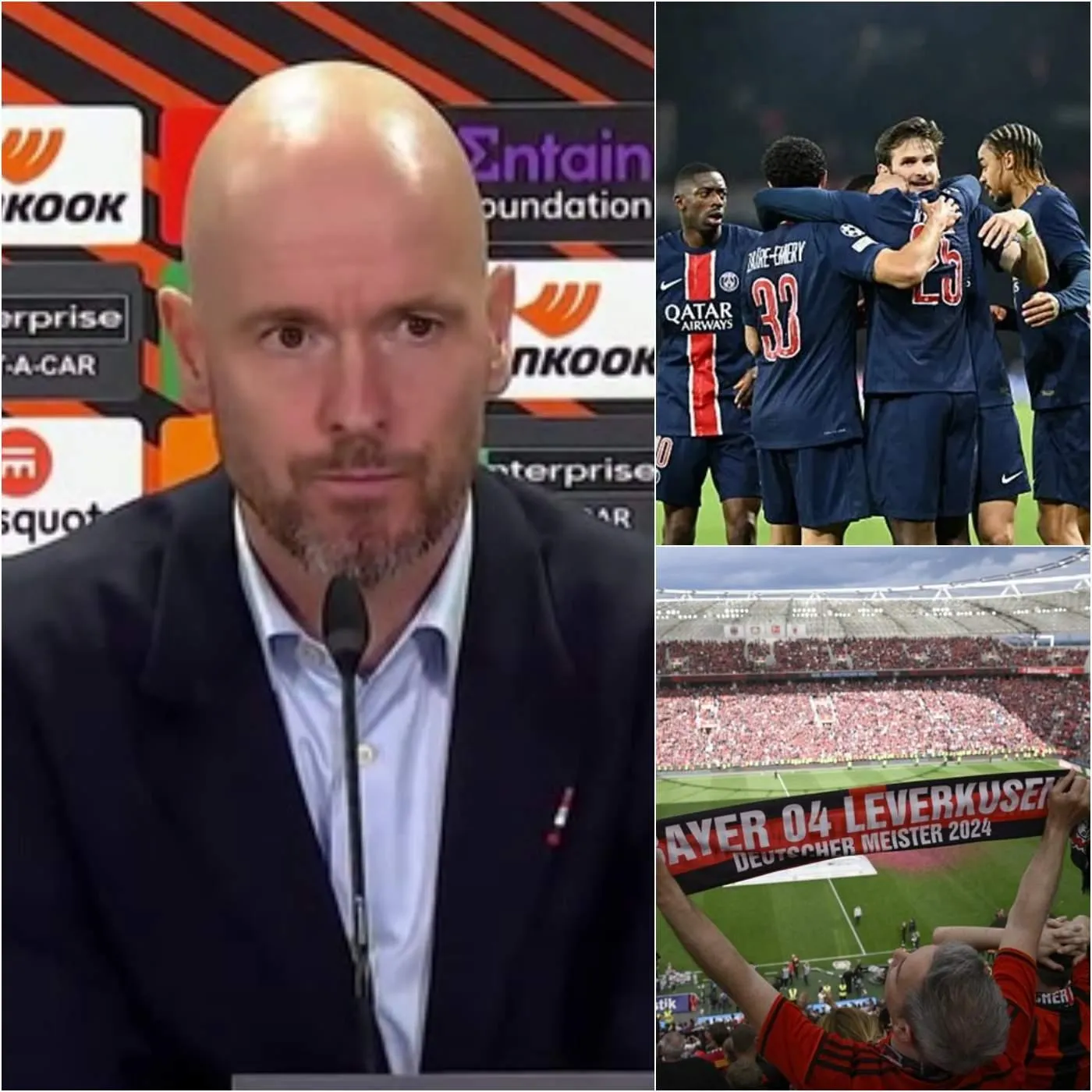 Cover Image for Erik ten Hag a déclaré avec confiance que si lui-même était encore l’entraîneur du Bayer Leverkusen, le PSG ne quitterait jamais le stade BayArena avec des points. De plus, il a critiqué ouvertement deux joueurs du PSG, les accusant d’être protégés afin de pouvoir utiliser du dopage de manière légale.