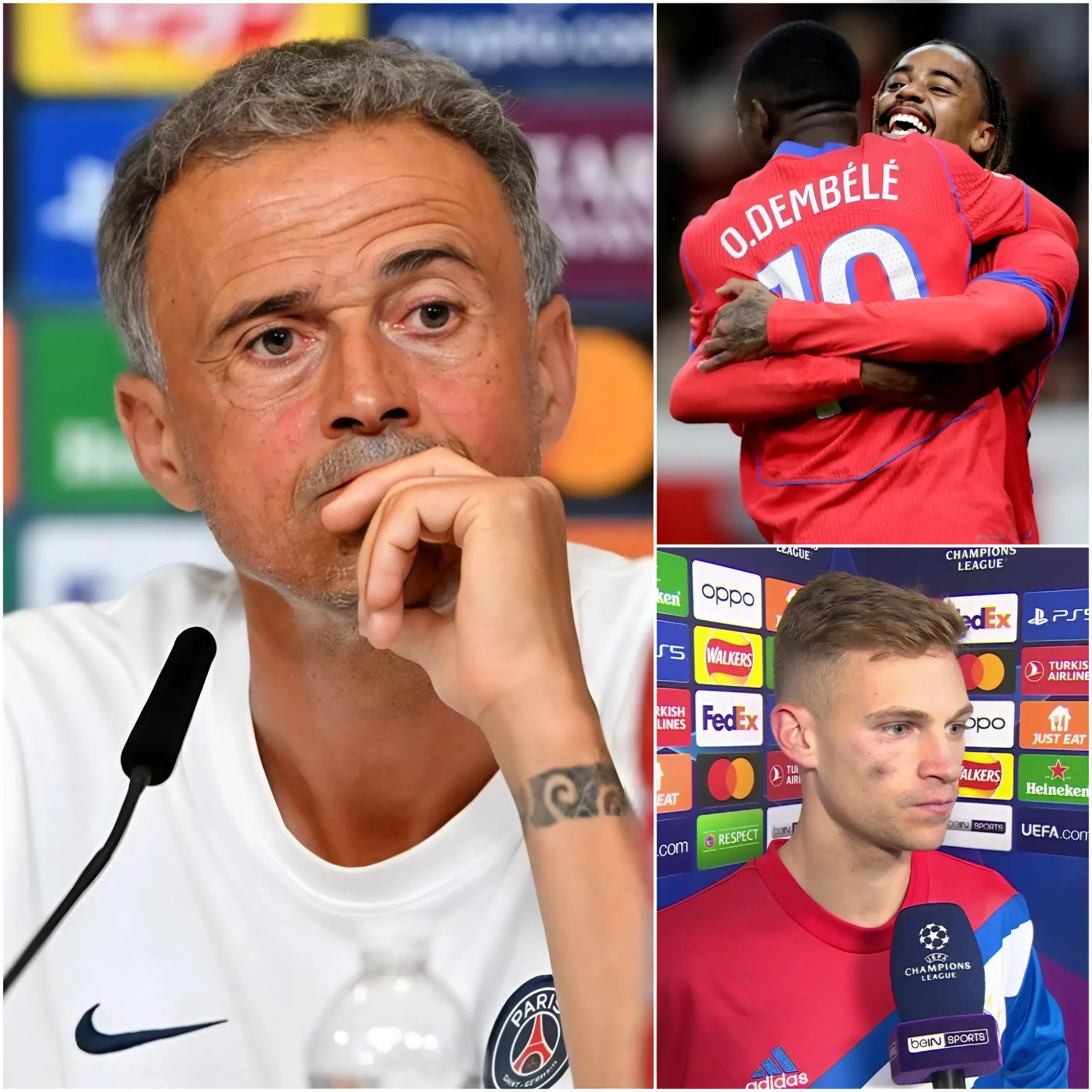 Cover Image for Trainer Luis Enrique sorgte für SCHOCK mit einer ARROGANTEN ÄUSSERUNG über die Stärke des deutschen Fußballs und der Bundesligateams nach dem 7:2-Sieg von PSG gegen Bayer Leverkusen. Sofort reagierte Verteidiger Joshua Kimmich mit einer HERAUSFORDERUNG, um die Ehre des deutschen Fußballs wiederherzustellen – eine Reaktion, die überall für Aufsehen sorgte.