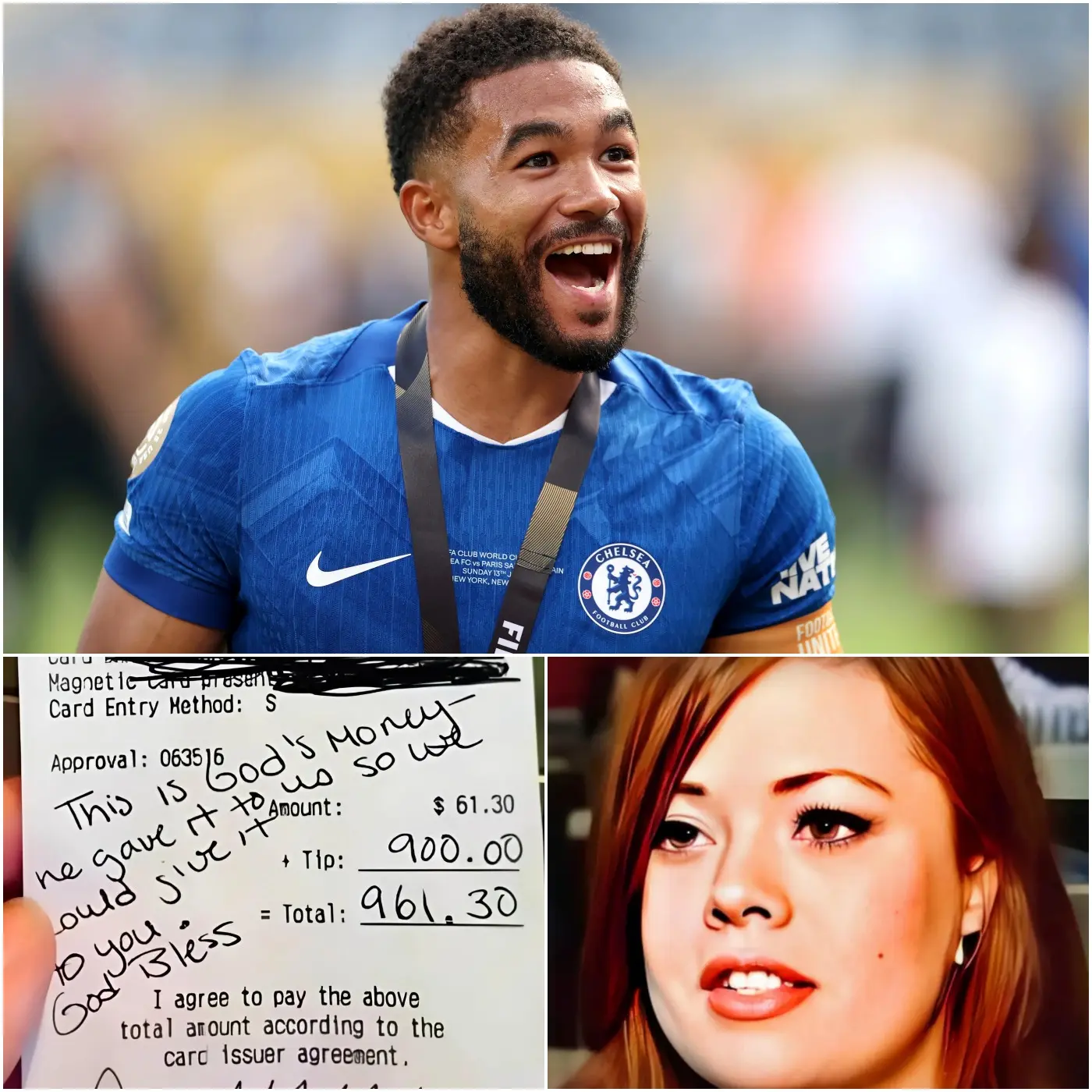 Cover Image for 🔵🔴LATEST NEWS: Lily, a 24-year-old waitress, had no idea she was serving Chelsea player Reece James. Polite and discreet, James enjoyed his meal without drawing attention. But when he left, he left a folded receipt on the table… and walked away with a smile. Curious, Lily opened the receipt, and within minutes, she burst into tears. What James had written was not just a simple thank-you – it had changed her life.