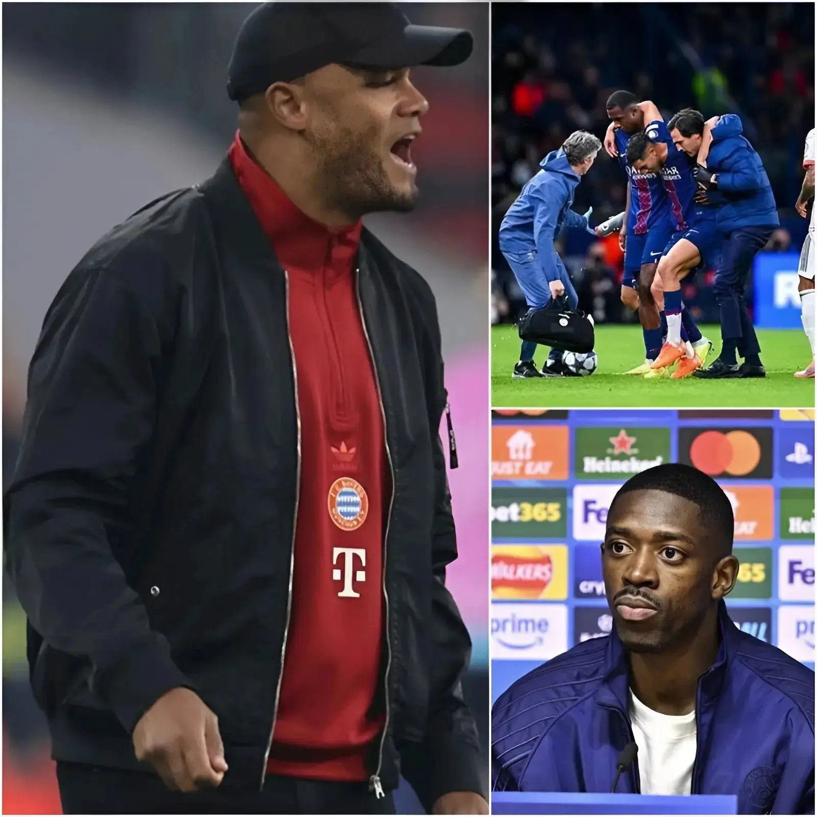 Cover Image for Hakimi bricht sich das Bein nach einem schrecklichen Tackling, BAYERN erhält eine Rote Karte – dominiert aber trotzdem PSG mit 2:1. Kompany bleibt eiskalt: „Die Vergangenheit gehört PSG, die Gegenwart gehört uns!“ … Doch dann passiert etwas Unerwartetes: Dembélé ergreift plötzlich das Wort – und Kompanys Antwort lässt den gesamten Pressekonferenzraum explodieren… 👇👇