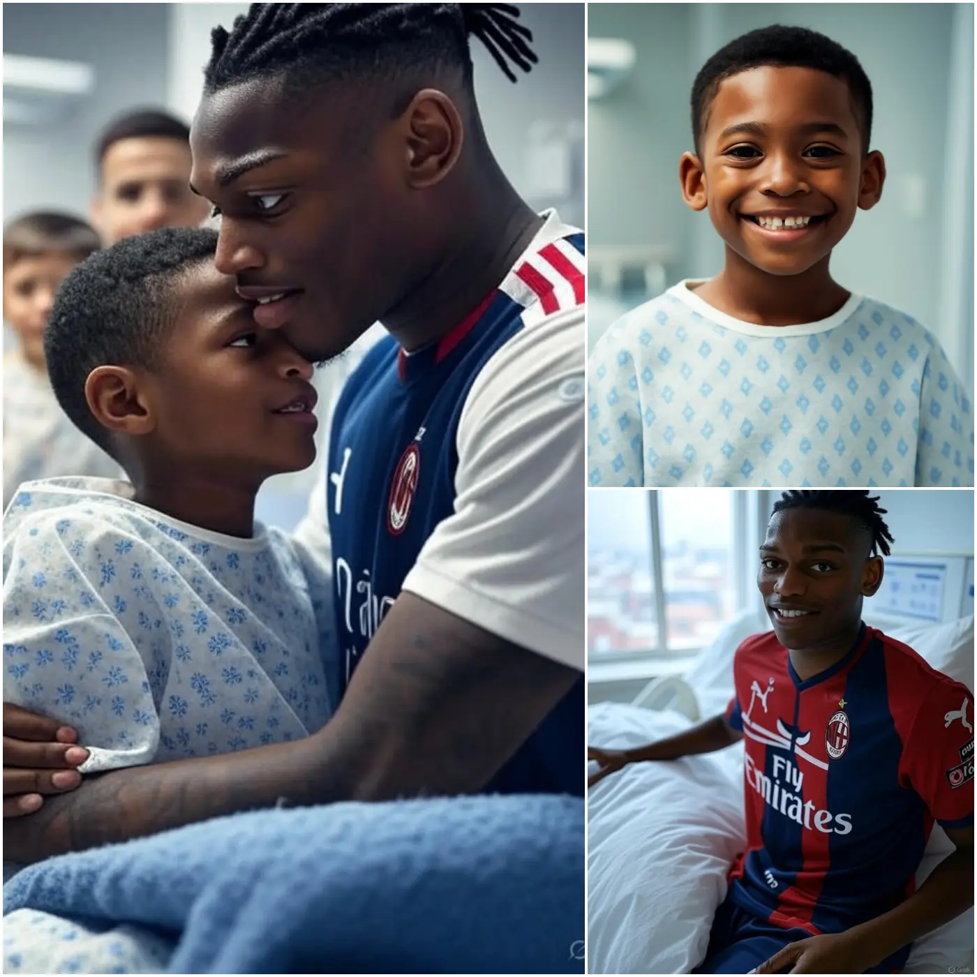 Cover Image for Un bambino di 7 anni che sta combattendo contro un tumore cerebrale maligno ha espresso il suo ultimo desiderio: voleva chiamare il suo eroe, Rafael Leão. Ma quello che ha fatto Rafael Leão non è stato solo una telefonata; è stato qualcosa di molto più grande, e sia l’ospedale che la sua famiglia sono rimasti stupiti! Scopri di più nei commenti👇👇