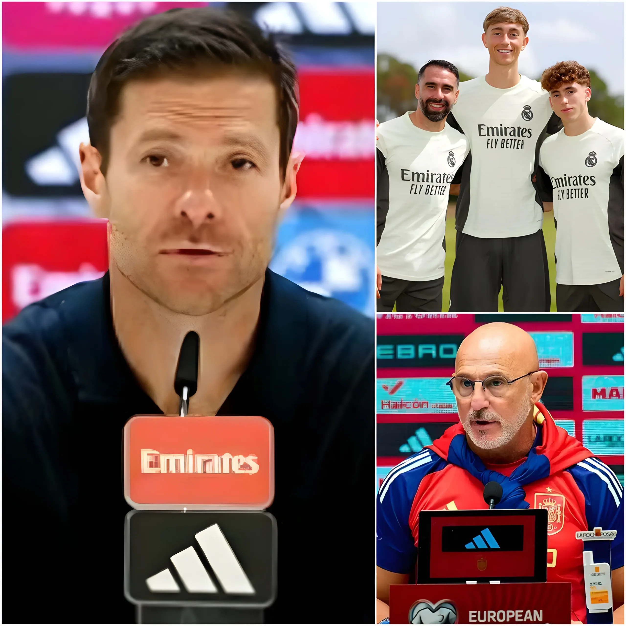 Cover Image for “NO NOS ESTÁN RESPETANDO…” – El entrenador Xabi Alonso criticó abiertamente al seleccionador de España, De La Fuente. Alonso considera que los jugadores provenientes del Real Madrid han sido marginados y no han recibido la atención adecuada por parte de De La Fuente. El exentrenador del Leverkusen cree que futbolistas como Dean Huijsen, Fran García e incluso Dani Carvajal merecen vestir la camiseta de La Roja. Inmediatamente, el propio De La Fuente respondió a Alonso con un MENSAJE DE CRÍTICA DE 15 PALABRAS que lo dejó en silencio… 👇👇