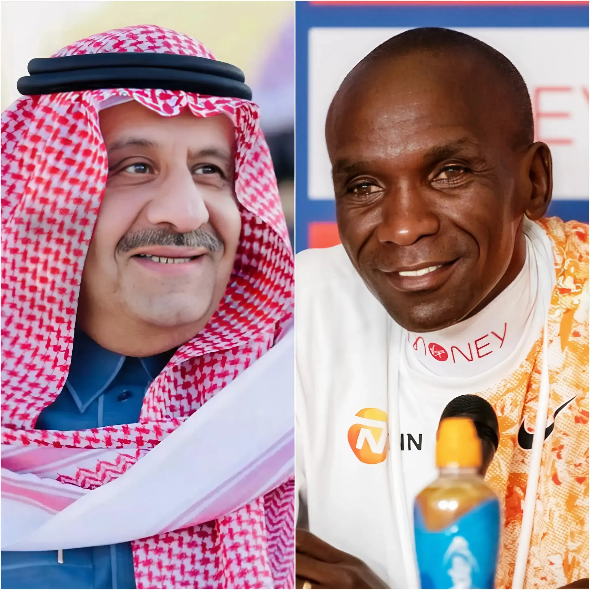 Cover Image for “Kenya has turned its back on you, but Arabia has always cherished and welcomed you, please don’t retire” Arab billionaire Khalid bin Sultan Al Saud, the oil magnate, has made a public appeal for Eliud Kipchoge to leave Kenya and compete under the Saudi Arabian flag. He announced that he would give Kipchoge $1 billion in cash plus $500 million per year in a 10-year contract. “You will be the King of the Desert,” he said, along with plans for a new central marathon track in Riyadh named the Kipchoge Desert Circuit, with a capacity of 80,000 spectators. For every world record broken, he would receive an additional $100 million bonus. Kipchoge appeared with tearful eyes and a trembling voice, responding with a single sentence that silenced the entire hall—Sheikh Khalid couldn’t hold back his tears!