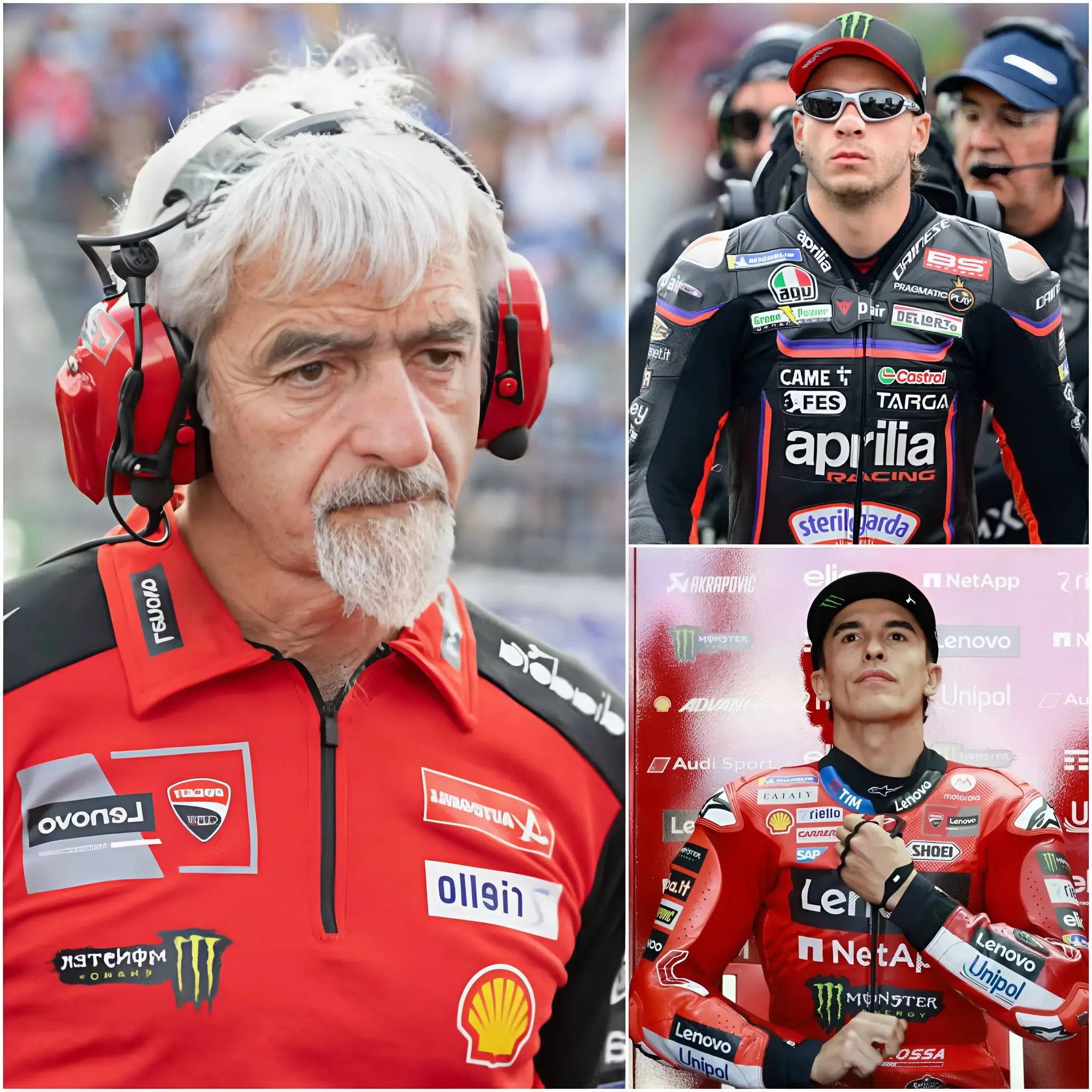 Cover Image for “NO OLVIDES QUIÉN ES EL CAMPEÓN MUNDIAL DE MOTOGP ACTUAL.” – El jefe del equipo, Gigi Dall’Igna, salió en defensa de Marc Márquez después de que el piloto de Ducati fuera insultado por Bezzecchi. Un conflicto ha estallado entre los dos equipos de MotoGP más grandes del mundo.