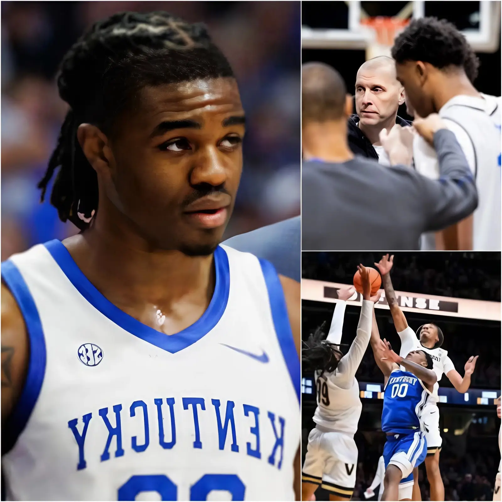 Cover Image for BREAKING NEWS 30 MINUTES AGO: Star guard Otega Oweh boldly stepped forward and took full responsibility for the Kentucky Wildcats’ crushing 55-80 defeat to Vanderbilt in Nashville on the morning of January 28, 2026 (Vietnam time), issuing a heartfelt apology to the entire Big Blue Nation for the team’s lackluster performance. However, moments later, fans were left emotional and choked up when head coach Mark Pope revealed the real reason why the Wildcats—especially Otega Oweh—were unable to play at 100% capacity… – Copy