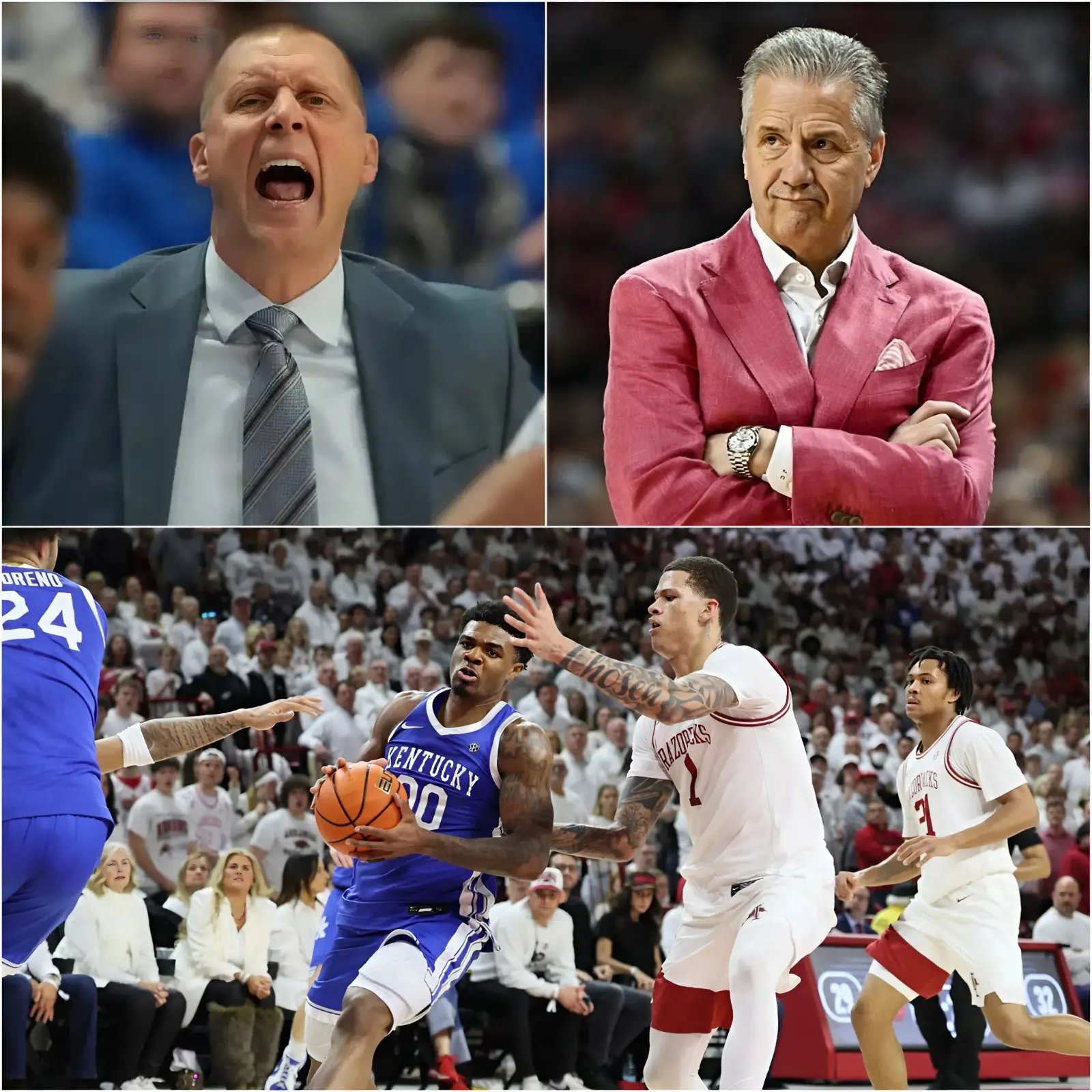 Cover Image for “Honestly speaking, Arkansas played better from start to finish. The only thing they lacked was luck,” Arkansas head coach John Calipari said bluntly on television right after the Kentucky Wildcats defeated the Arkansas Razorbacks 85-77 at Bud Walton Arena. “As for the referees – there were a few completely insane calls that disrupted Arkansas’s rhythm and clearly affected the team’s mentality. Anyway, congratulations to Kentucky for winning.” Beating Arkansas was probably always their dream come true. John Calipari’s post-game comments made Kentucky head coach Mark Pope furious, and he immediately responded with a short but extremely angry video that left John Calipari so embarrassed he had to post a clarification… 🏀🔥