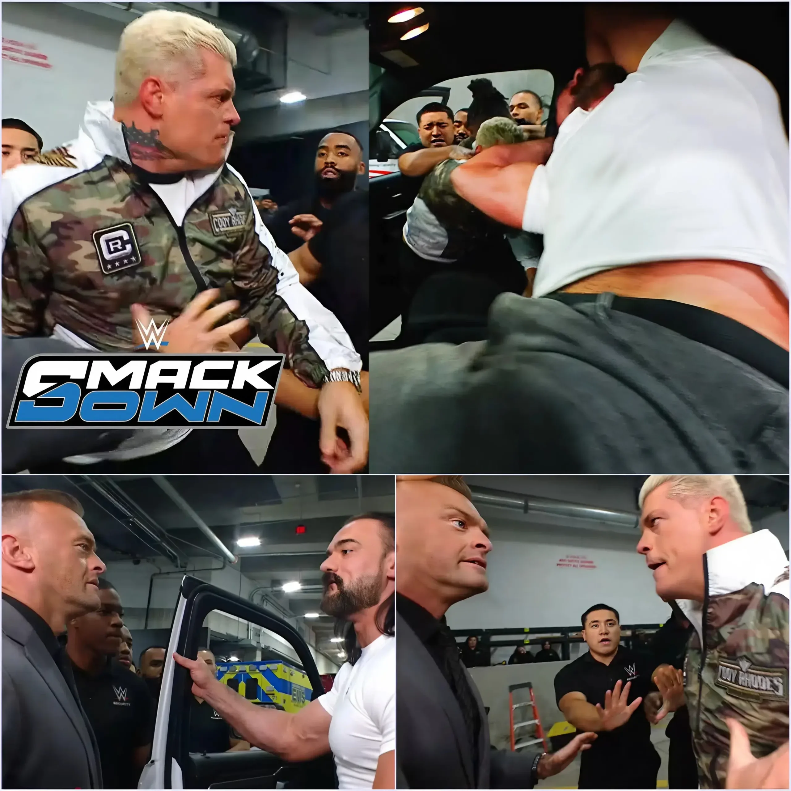 Cover Image for 🚨 Cody Rhodes ATTACKS Drew McIntyre Backstage at WWE SmackDown! 👇