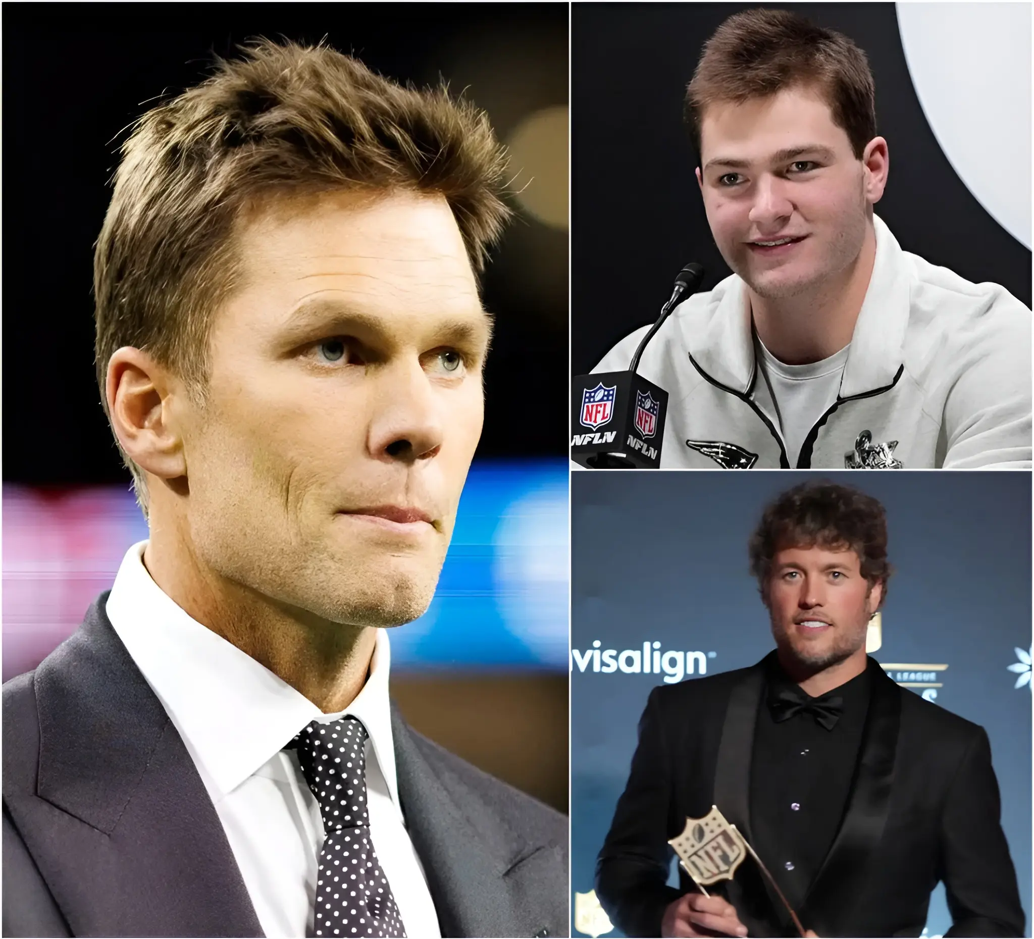 Cover Image for SHOCKING NEWS: NFL legend Tom Brady stated that Matthew Stafford’s MVP win was deserved, while Drake Maye is just an apprentice. He declared, “Maye may have potential, but he’s not yet at the level to compare with Stafford.” Immediately, Drake Maye responded with 10 sharp words that caught the public’s attention and left them eagerly anticipating a future showdown.