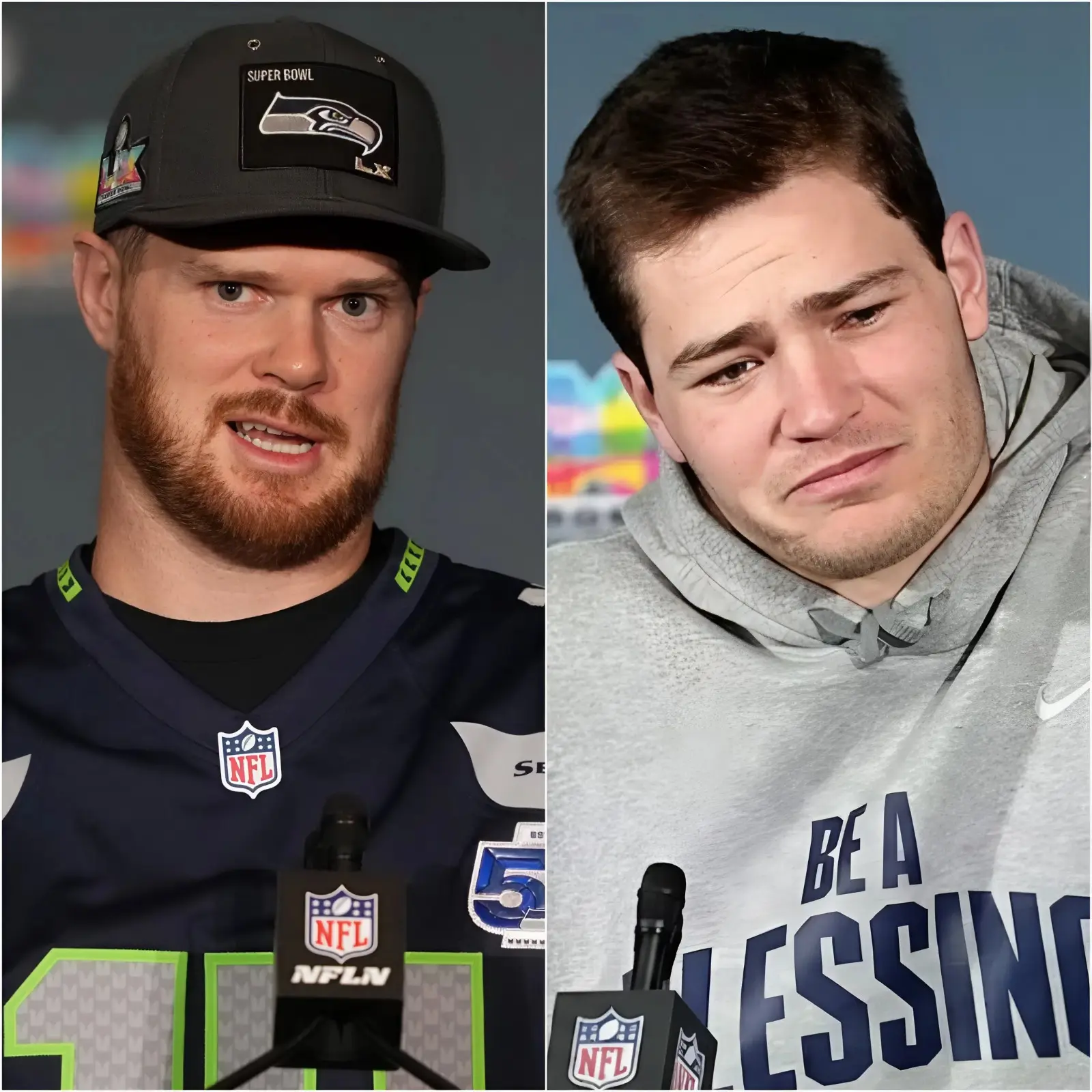 Cover Image for 10 minutes ago: In the pre-Super Bowl LX interview, New England Patriots quarterback Drake Maye was asked about comparisons to Sam Darnold. Overflowing with proud confidence, Maye bluntly declared that Sam Darnold would never reach the level he’s currently at. Maye further insisted that most of the impressive throws from the veteran Seahawks QB were thanks to pure luck, not genuine talent. He went even further, claiming that if Darnold had ever played for the Patriots, he’d at best be a backup—or perhaps wouldn’t even survive in the NFL. Immediately afterward, Sam Darnold fired back with a concise yet razor-sharp response of just ten words, leaving Drake Maye speechless, publicly humiliated, and at risk of facing a massive wave of heavy criticism for his disrespectful remarks.