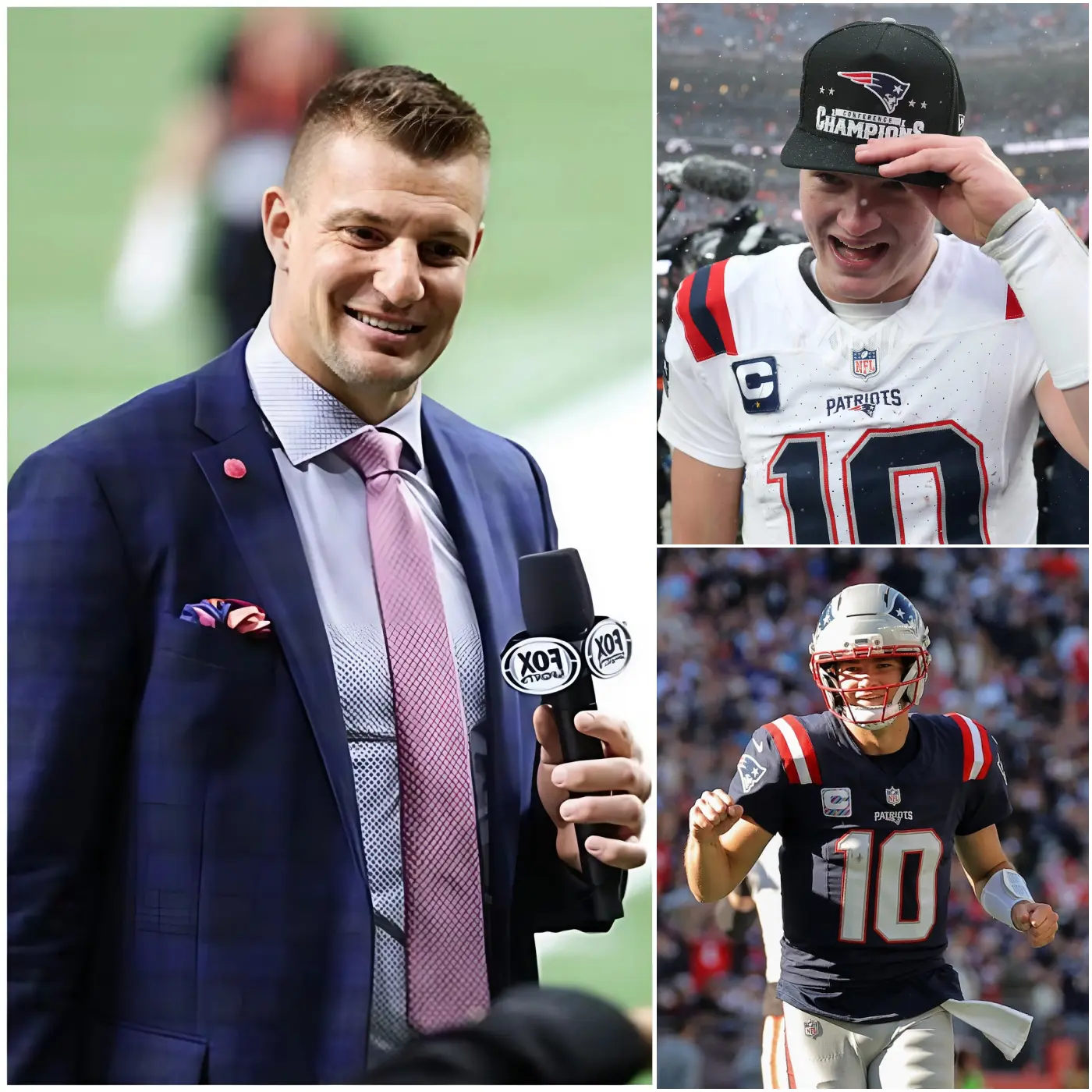 Cover Image for Expert Rob Gronkowski stunned the entire FOX NFL Sunday audience with a bold prediction about Drake Maye – a prediction so big that if it comes true, it could reshape the entire AFC… he’s on track to surpass every modern offensive/defensive quarterback, rewrite the SUPER BOWL LX standard, and potentially become the first youngest quarterback in Patriots history. A daring prediction that could shake up the AFC ahead of the game against the Seahawks.