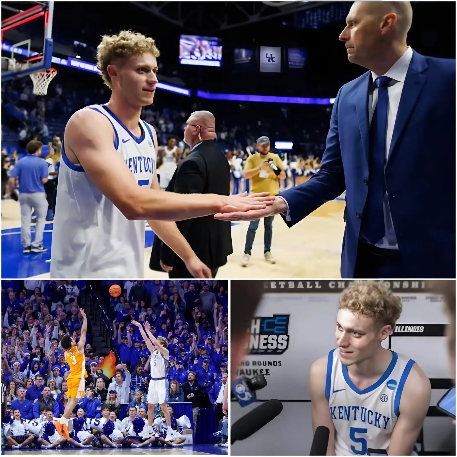 Cover Image for After Kentucky’s heart-stopping 74–71 win over the Tennessee Volunteers — a victory that left the entire college basketball world holding its breath — Collin Chandler delivered an emotional postgame message, offering sincere gratitude to Wildcats fans who never stopped believing, even when the rest of the world doubted them.