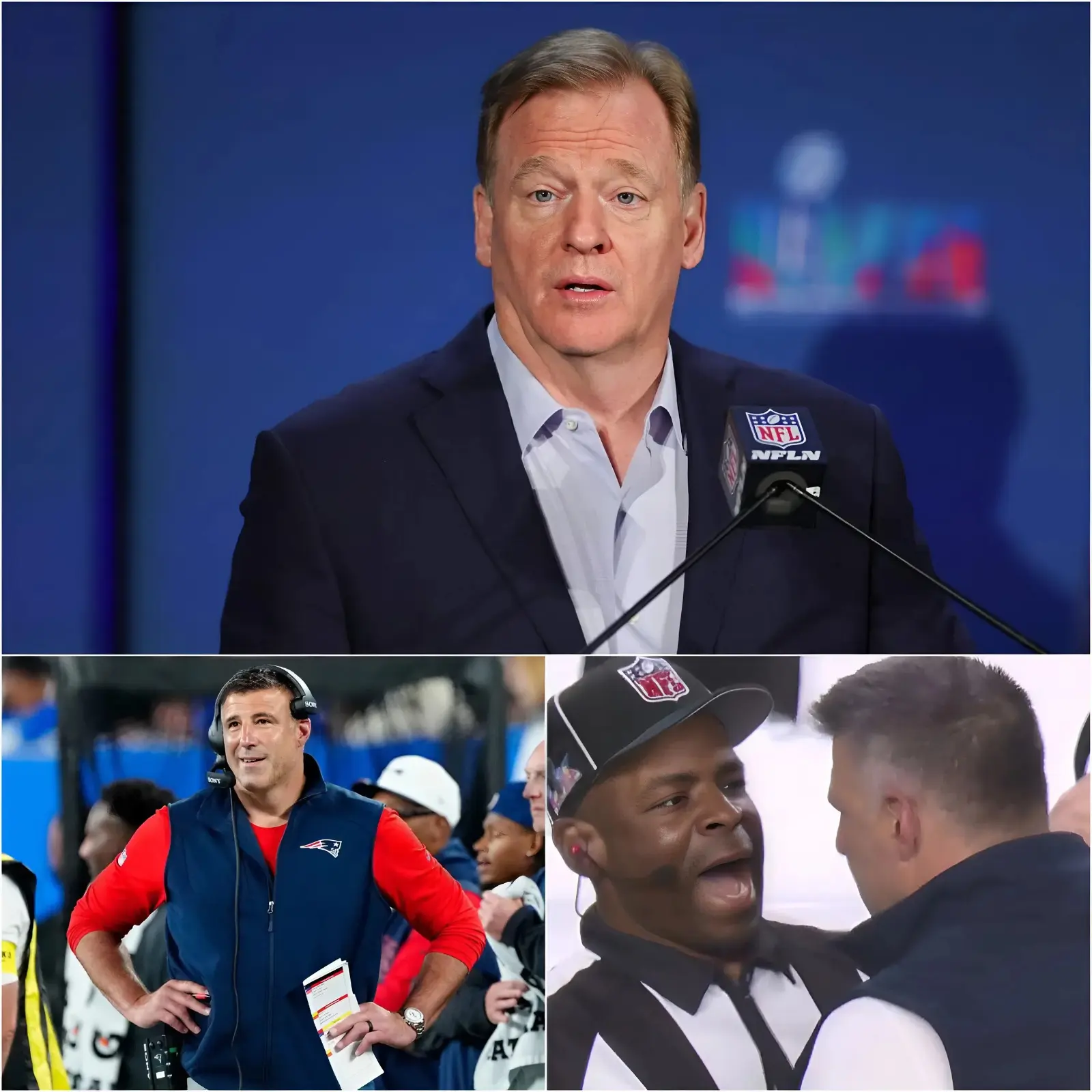 Cover Image for BREAKING NEWS: After 1 day of investigation, the NFL Commissioner officially announces the results regarding the four referees who officiated the New England Patriots vs. Seattle Seahawks game. After head coach Mike Vrabel submitted images and videos accusing the referees of being suspicious by overlooking many obvious penalties committed by the Seattle Seahawks, which significantly affected the game’s outcome and the players’ mentality. And when Commissioner Roger Goodell’s final decision was announced, it sparked huge waves of controversy. 👇👇