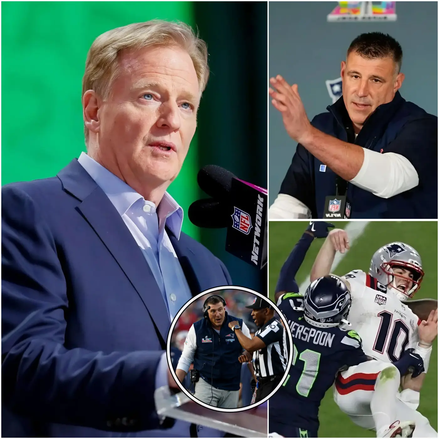 Cover Image for LATEST NEWS: After 1 day of investigation, NFL Chairman officially announces the results regarding the four referees who officiated the game between the New England Patriots and the Seattle Seahawks. After head coach Mike Vrabel submitted images and videos accusing the referees of scandalous behavior by overlooking many errors from the Seattle Seahawks that significantly affected the game’s outcome. And when Commissioner Roger Goodell’s final results were announced, it created many waves of controversy. 👇👇