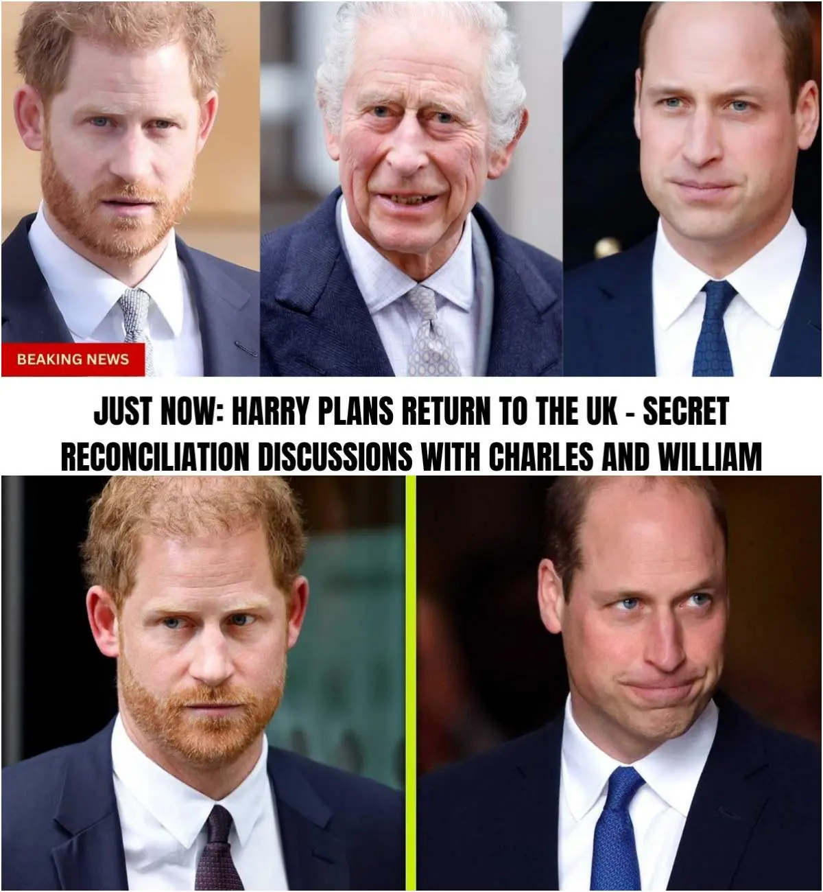 Cover Image for JUST NOW: Harry Plans Return to the UK – Secret Reconciliation Discussions with Charles and William Prince Harry is reportedly planning a permanent return to the United Kingdom, engaging in secret, high-stakes reconciliation talks with King Charles and Prince William. These confidential discussions, fueled by Charles’s cancer diagnosis and Harry’s mounting personal and financial crises, could redefine the fractured royal family’s future. The stakes have never been higher.