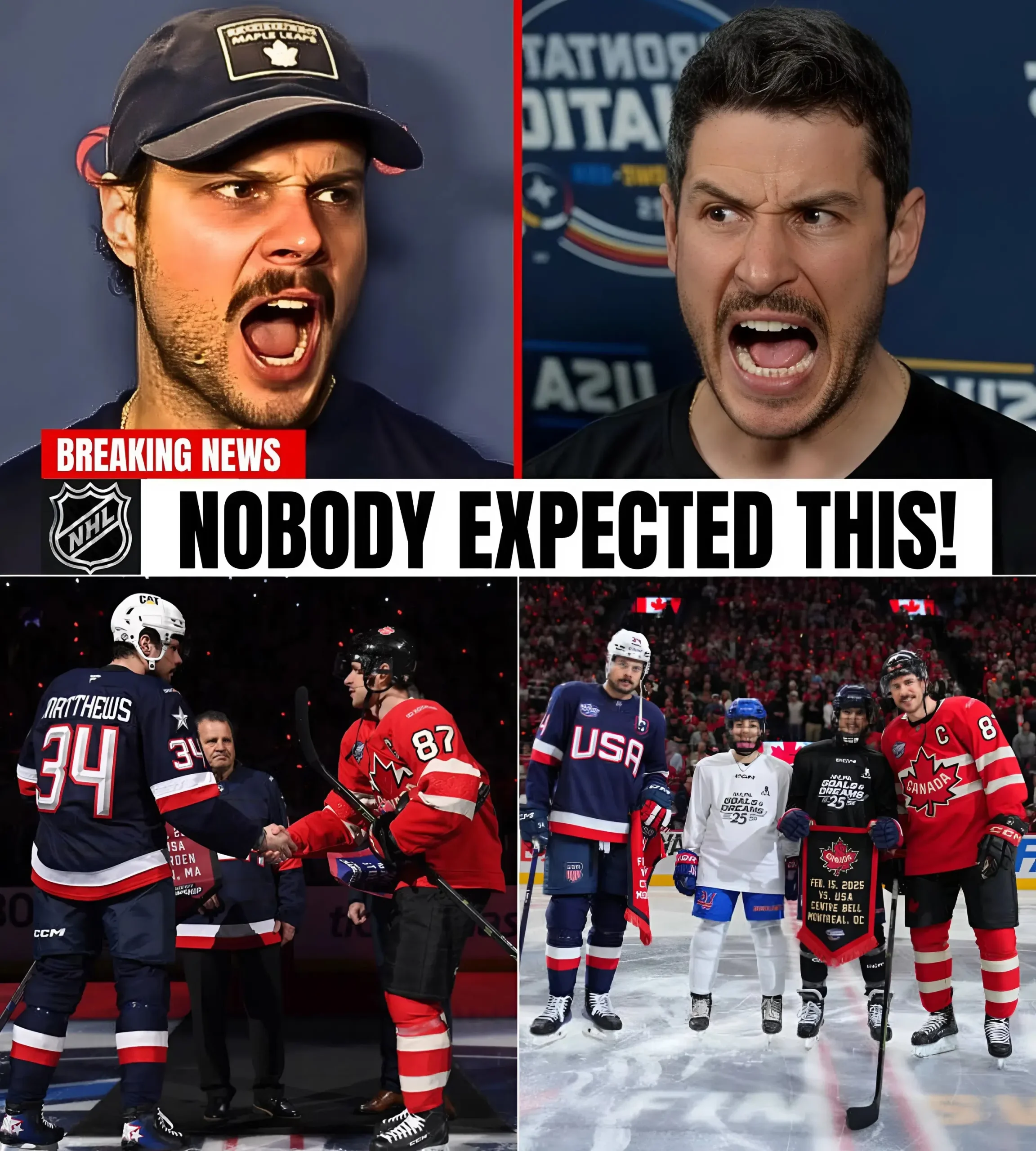 Cover Image for Two NHL Captains Revolutionize Olympic Hockey: Crosby and Matthews Lead Team Canada and Team USA!