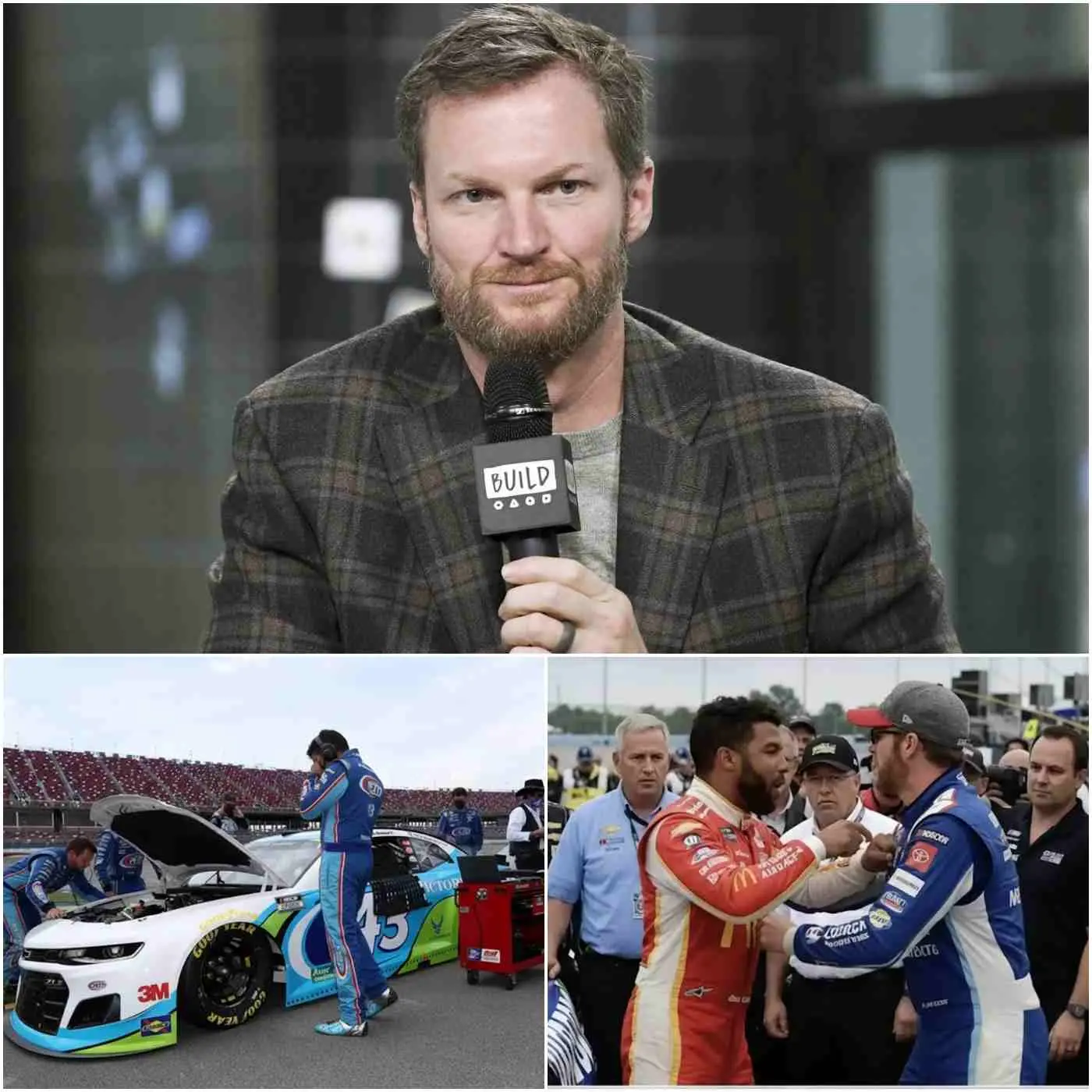 Cover Image for 🚨 NASCAR CONFIRMS: Bubba Wallace has officially been hit with a long suspension and a record-breaking fine after a physical confrontation with racing legend Dale Earnhardt Jr. right on the track. Millions of live viewers were left in shock when Bubba yelled, “You’re living off a name you don’t deserve.”, a line that instantly froze the entire stadium. Yet the true climax came moments later, when Dale Jr. calmly fired back with just five words—words so crushing that they caused Bubba to completely break down in tears in front of the cameras. The shocking truth behind what really happened has now surfaced and is exploding across the NASCAR world. 👇👇