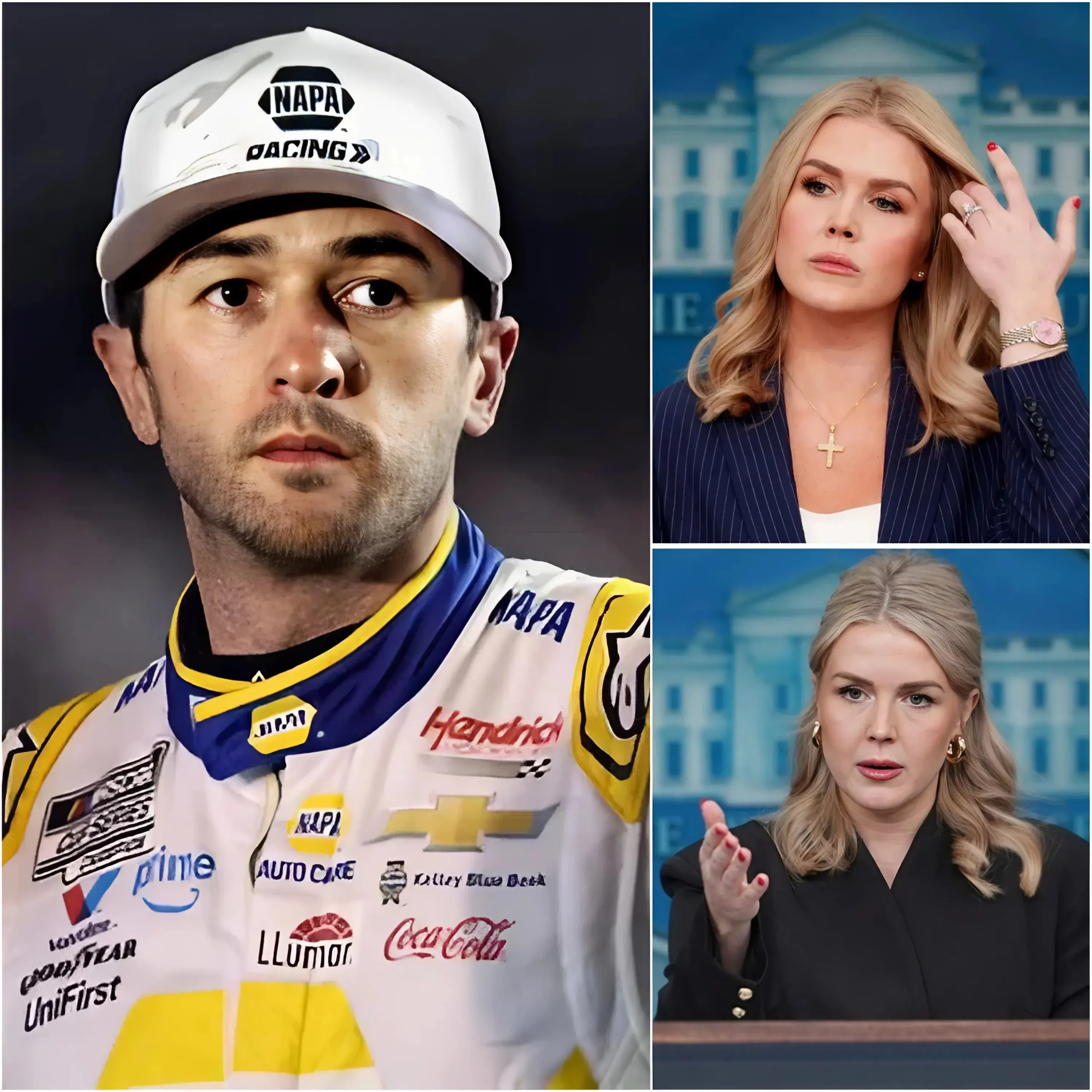 Cover Image for “HE’S JUST A RACE CAR DRIVER.” That’s what Karoline Leavitt said — seconds before the studio fell into stunned silence, and Chase Elliott responded with a calm, measured line that brought the broadcast to a standstill.