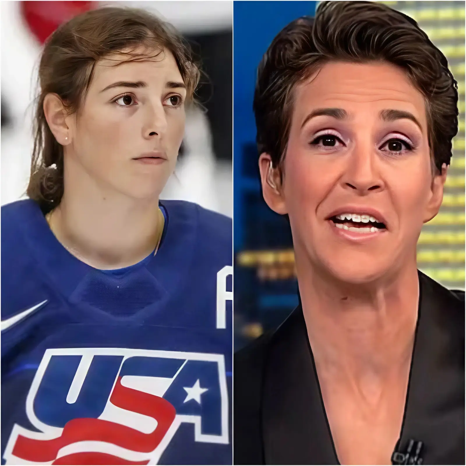 Cover Image for “SIT DOWN, BARBIE!” The top star of the U.S. women’s hockey team, Hilary Knight, was unexpectedly interrupted on a live television broadcast when Rachel Maddow publicly branded her a “TRAITOR” for refusing to participate in an LGBTQ+ awareness campaign promoted by her organization right before the gold medal final at the Milano Cortina 2026 Olympics. Just seconds later, as Maddow attempted to escalate the conflict by questioning her personal stance and role as a national representative, she received a sharp, icy response from the American hockey legend—enough to silence the entire studio, leaving Maddow visibly recoiling in her seat. The studio audience erupted in applause—not in defense of Maddow, but in support of Hilary Knight, who, with just fourteen words, turned a heated debate into a powerful lesson in composure, respect, and self-control under intense political and media pressure, mere hours before the historic showdown against Canada that the entire world was watching.