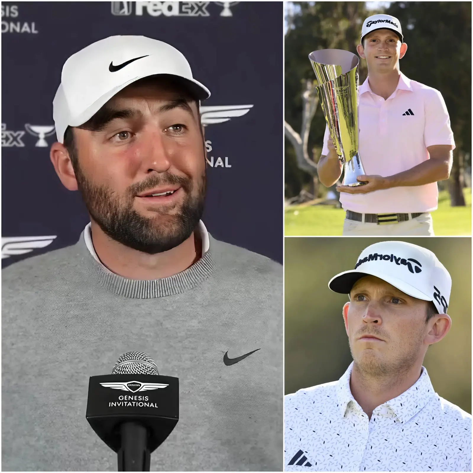 Cover Image for “HE IS A CHEATER!” 🔴 Just minutes after his bitter defeat at the 2026 Genesis Invitational final, Scottie Scheffler shocked the golf course by pointing directly at Jacob Bridgeman and publicly accusing the rising star of using “high-tech devices hidden in his putter” to manipulate the accuracy and roll speed of the ball, demanding that the PGA Tour immediately launch an urgent investigation into the suspected violation of device regulations. But the real climax came just 10 minutes later, when, before dozens of television cameras and millions of viewers worldwide, Jacob Bridgeman slowly raised his head, maintaining unwavering gaze, flashed a defiant smile, and responded with exactly 15 cold, sharp words that silenced Scheffler and forced him to turn and walk away in utter humiliation.