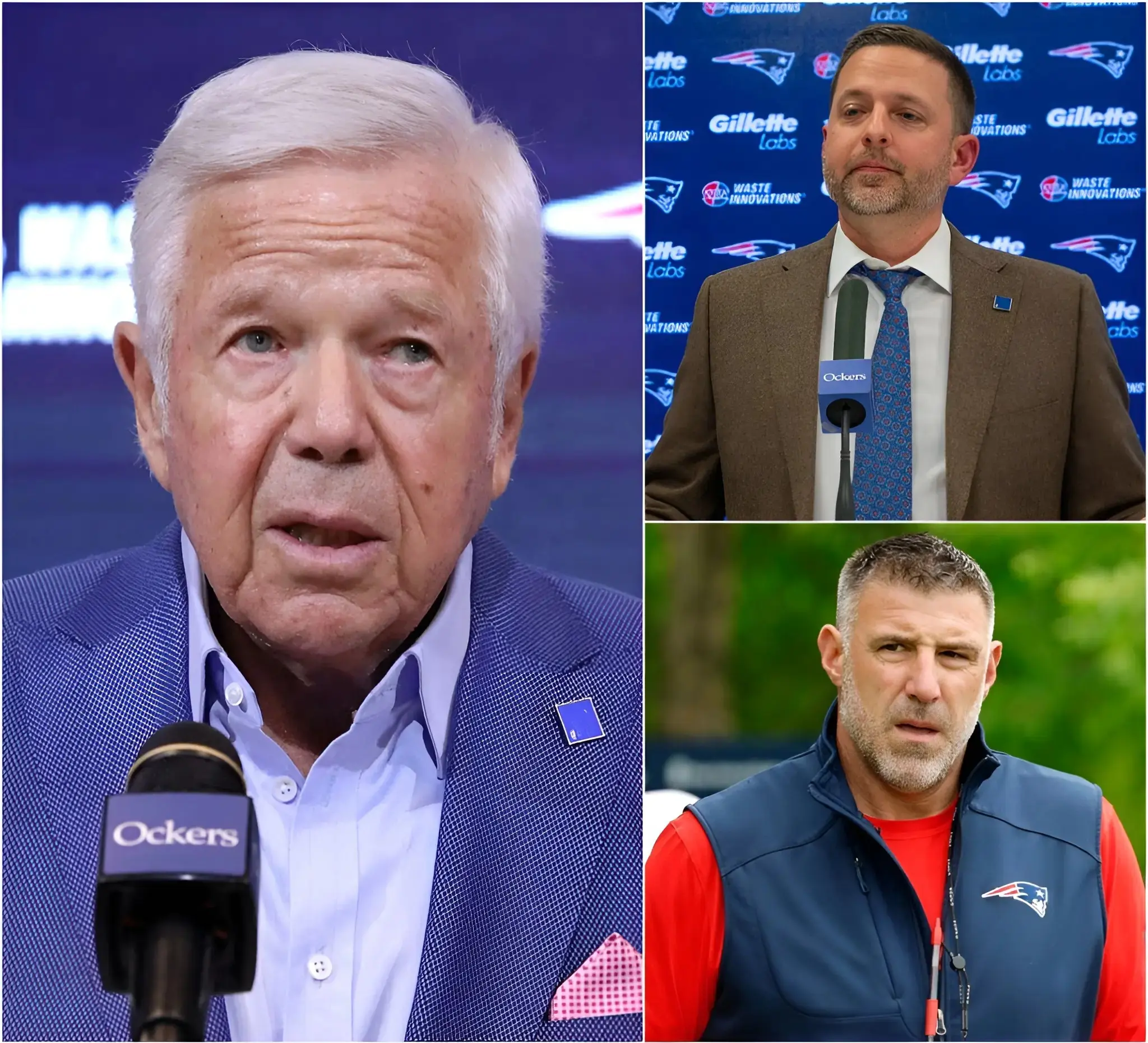 Cover Image for BREAKING NEWS: An emergency closed-door meeting lasting over an hour between the New England Patriots’ top football executives and EVP of Player Personnel Eliot Wolf has just wrapped at Gillette Stadium. Tension reportedly filled the room as owner Robert Kraft arrived in person, signaling the gravity of the moment. Moments ago, Kraft stepped forward to address the media with a visibly stern expression, confirming that HEAD COACH MIKE VRABEL WILL…