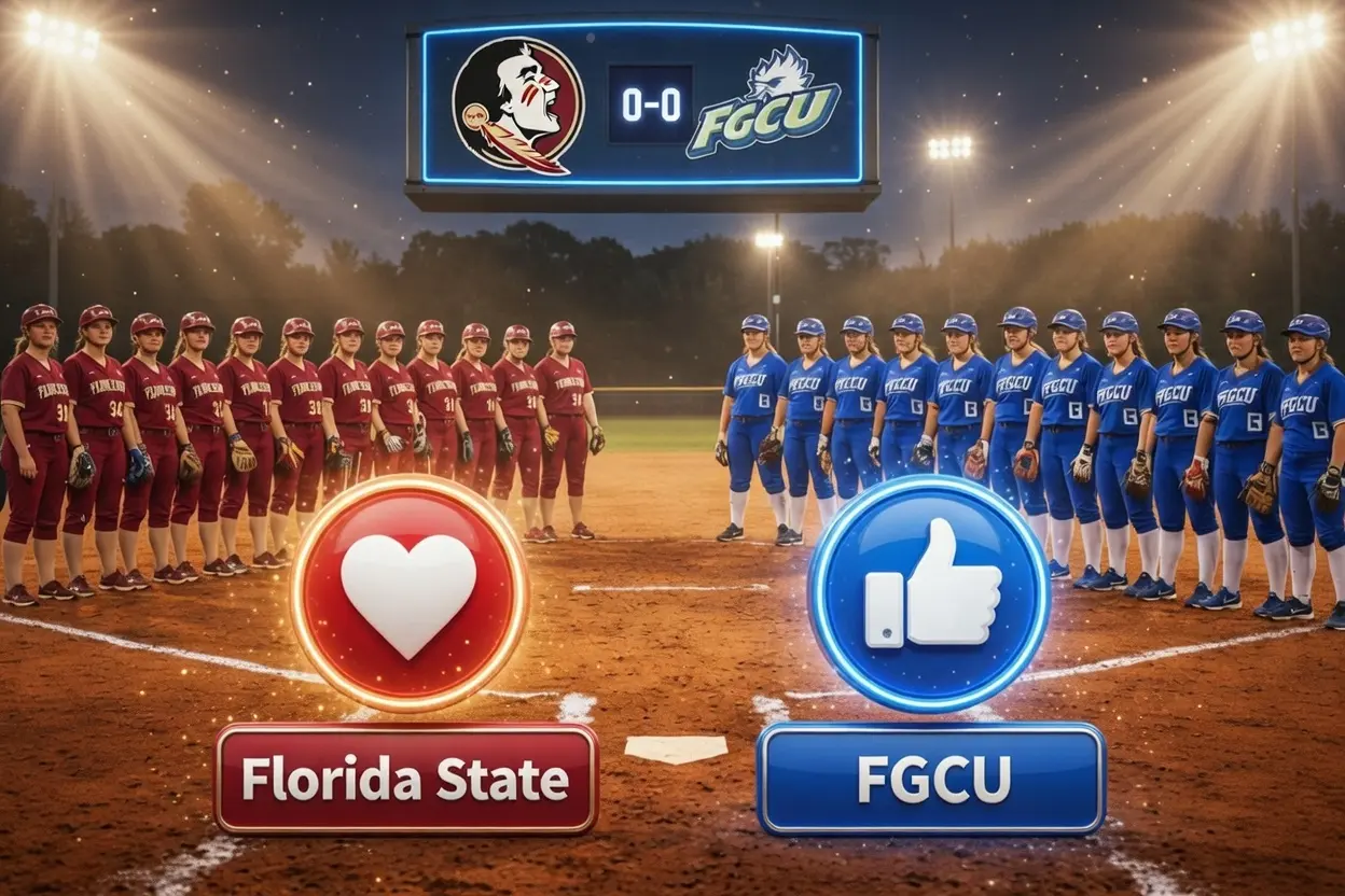 Cover Image for 🚨 SCHEDULE UPDATE: ADJUST YOUR ALARMS 🚨 Heads up, softball fans! We have an urgent broadcast update for the highly anticipated showdown between Florida State and Florida Gulf Coast University. Due to a last-minute schedule adjustment at the venue, the official first pitch time has been moved…