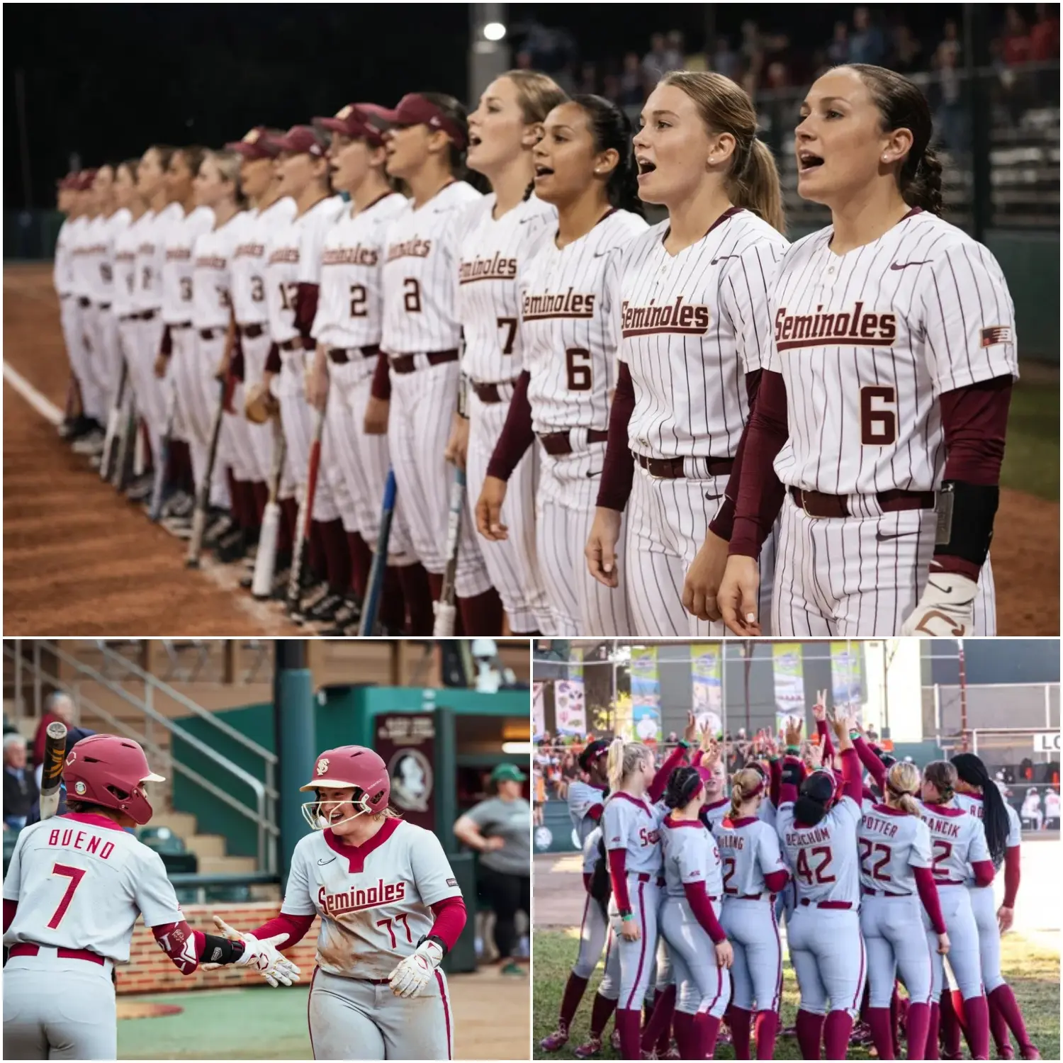 Cover Image for No one saw it coming—but the pregame moment led by Florida State Seminoles Softball brought the entire ballpark to a standstill. Before the first pitch was even thrown in their high-stakes showdown against Florida Gulf Coast, the Seminoles turned what was expected to be a routine national anthem into something unforgettable.
