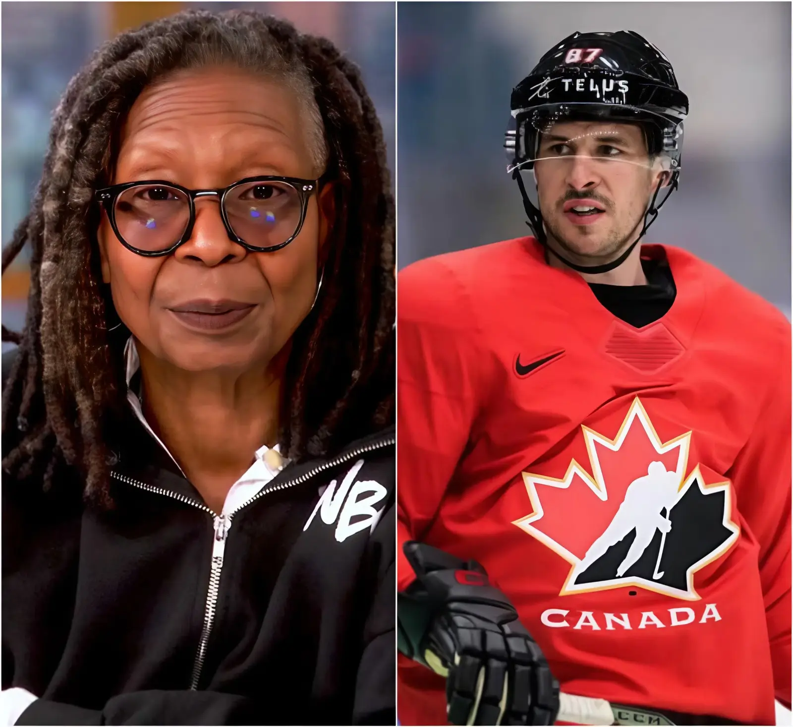 Cover Image for “HE’S JUST A HOCKEY PLAYER.” That’s what Whoopi Goldberg said — seconds before the studio fell into a stunned silence, and Sidney Crosby of the Team Canada responded with a single moment of clarity that no one in the room expected. Goldberg brushed aside Crosby’s comments about the growing disconnect between media elites and everyday people with a dismissive grin. “Stick to the rink, Sidney,” she scoffed, already turning toward the next camera. “Complex social realities aren’t really your lane. Skate fast, score goals, lift trophies. Leave the thinking to us.” The audience laughed lightly. A few panelists nodded. They expected Crosby — calm, disciplined, famously reserved — to shrug it off, offer a polite smile, and retreat into safe silence. They were wrong. Sidney Crosby didn’t bristle. He didn’t raise his voice. He simply leaned forward, hands clasped, posture relaxed but grounded — the quiet confidence of someone who has carried locker rooms, cities, and expectations on his shoulders since he was a teenager. “Whoopi,” Crosby said evenly, his tone respectful but firm, “don’t mistake focus for ignorance.” The room froze. “I spend my life in arenas, sure,” he continued. “But those arenas are filled with people who work double shifts, who bring their kids to games because it’s the one night they can forget how hard things are. I talk to them. I listen to them. I hear what they’re worried about.” Goldberg’s smile faded. “You see this country through studios and headlines,” Crosby went on. “I see it in locker rooms, in small towns on road trips, in conversations with fans who don’t feel heard but still show up, still care, still believe in something bigger than themselves.” No one interrupted. “Hockey isn’t an escape from real life,” he said calmly. “For a lot of people, it’s what helps them get through it. It’s about accountability. Teamwork. Earning respect. Showing up every day even when you’re bruised and exhausted.” He paused — not for drama, but because the truth didn’t need to rush. “And if hearing that makes you uncomfortable,” Crosby finished quietly, “it’s not because I don’t understand the world outside the rink. It’s because I do.” For the first time in the show’s history, the panel sat in silence — not silenced by debate, but steadied by the grounded clarity of a man whose perspective wasn’t built for applause, but earned through discipline, humility, and lived connection.