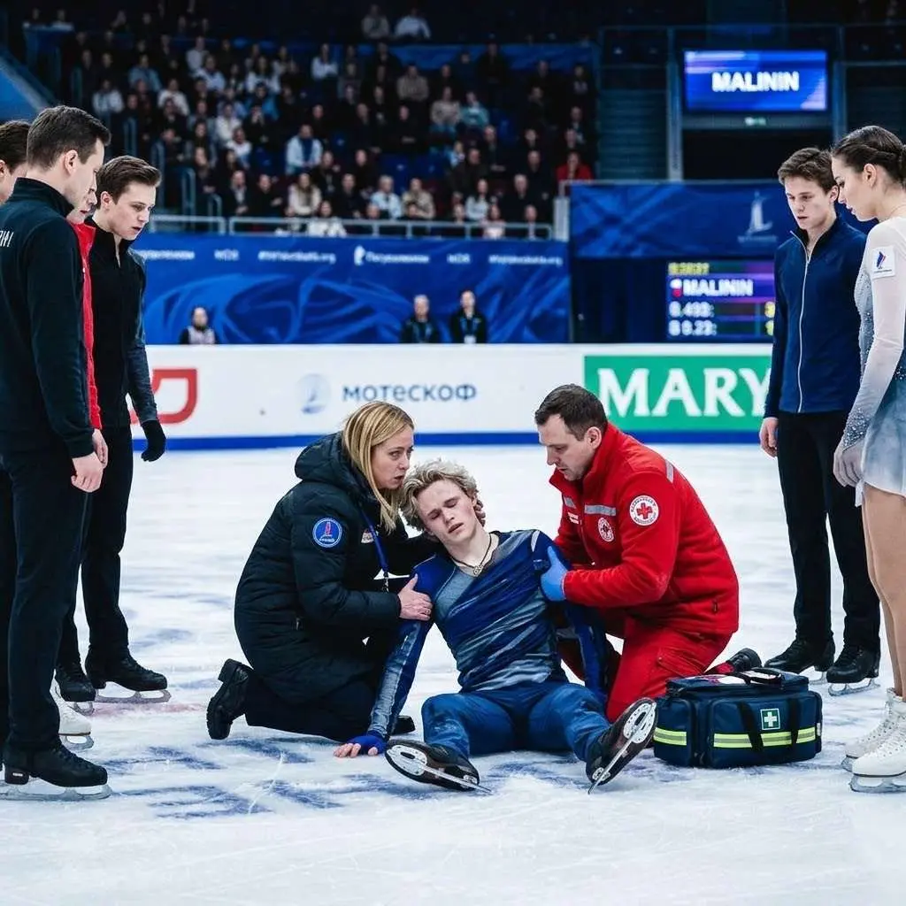 Cover Image for 10 minutes ago: Panic and anxiety spread throughout the packed Milano Ice Skating Arena as beloved figure skater Ilia Malinin suddenly collapsed during a training session right after the conclusion of the 2026 Winter Olympics. Coaches and medical staff rushed to assist him while the crowd watched in stunned silence and worry. Now we have an emotional update on the serious health battle Ilia is facing following the immense pressures from the recent Olympics. Our hearts go out to him and his loved ones.