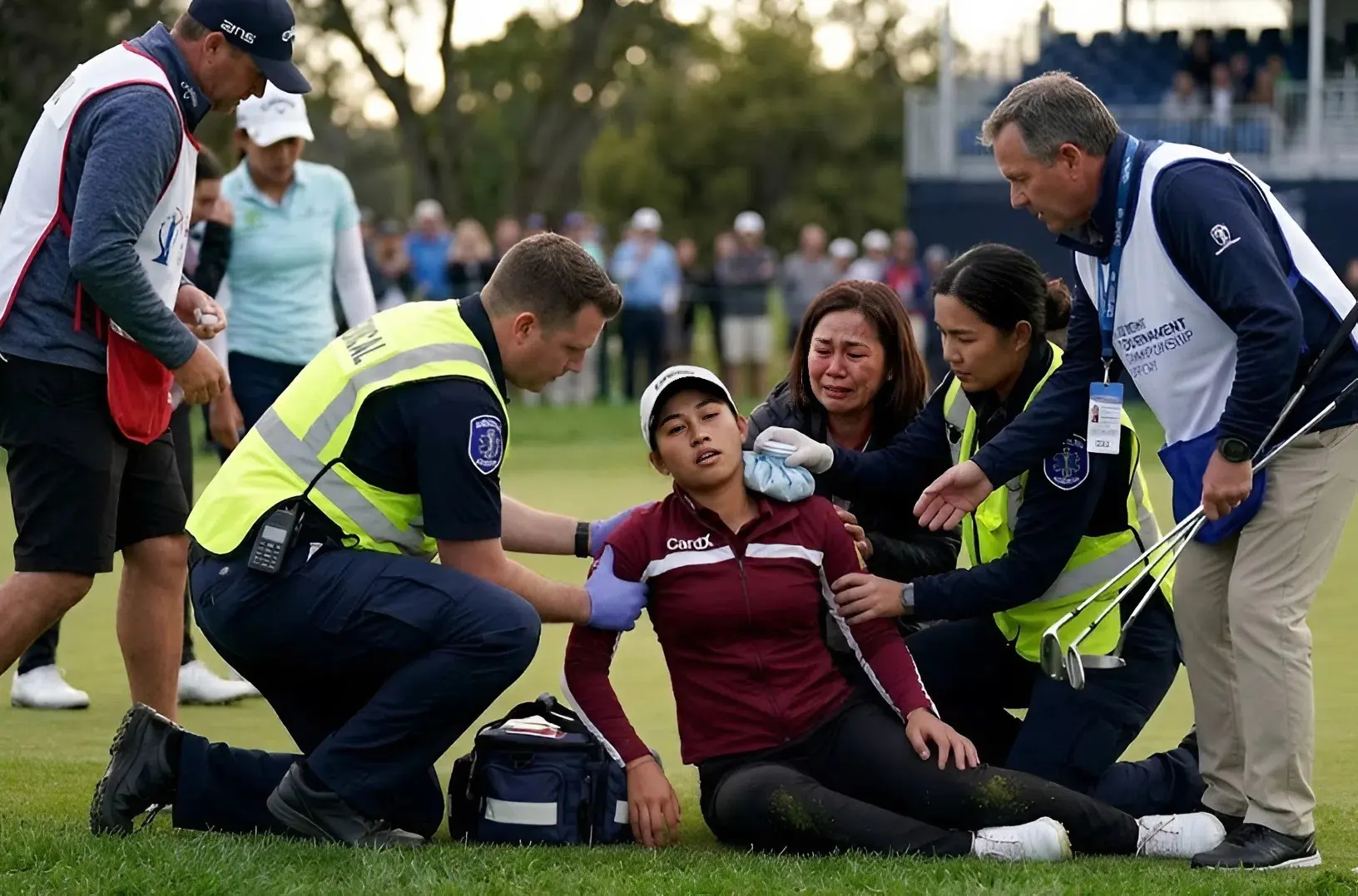 Cover Image for 🚨 10 MINUTES AGO: Panic gripped the practice range and stands during a practice session when young champion Jeeno Thitikul was abruptly forced to stop after falling seriously ill on the golf course. Medical staff and security intervened immediately, while her team and spectators watched in anxious silence. A heartfelt update on her health and recovery following the sudden incident has been released. We extend our deepest condolences to Jeeno and her loved ones during this difficult time.