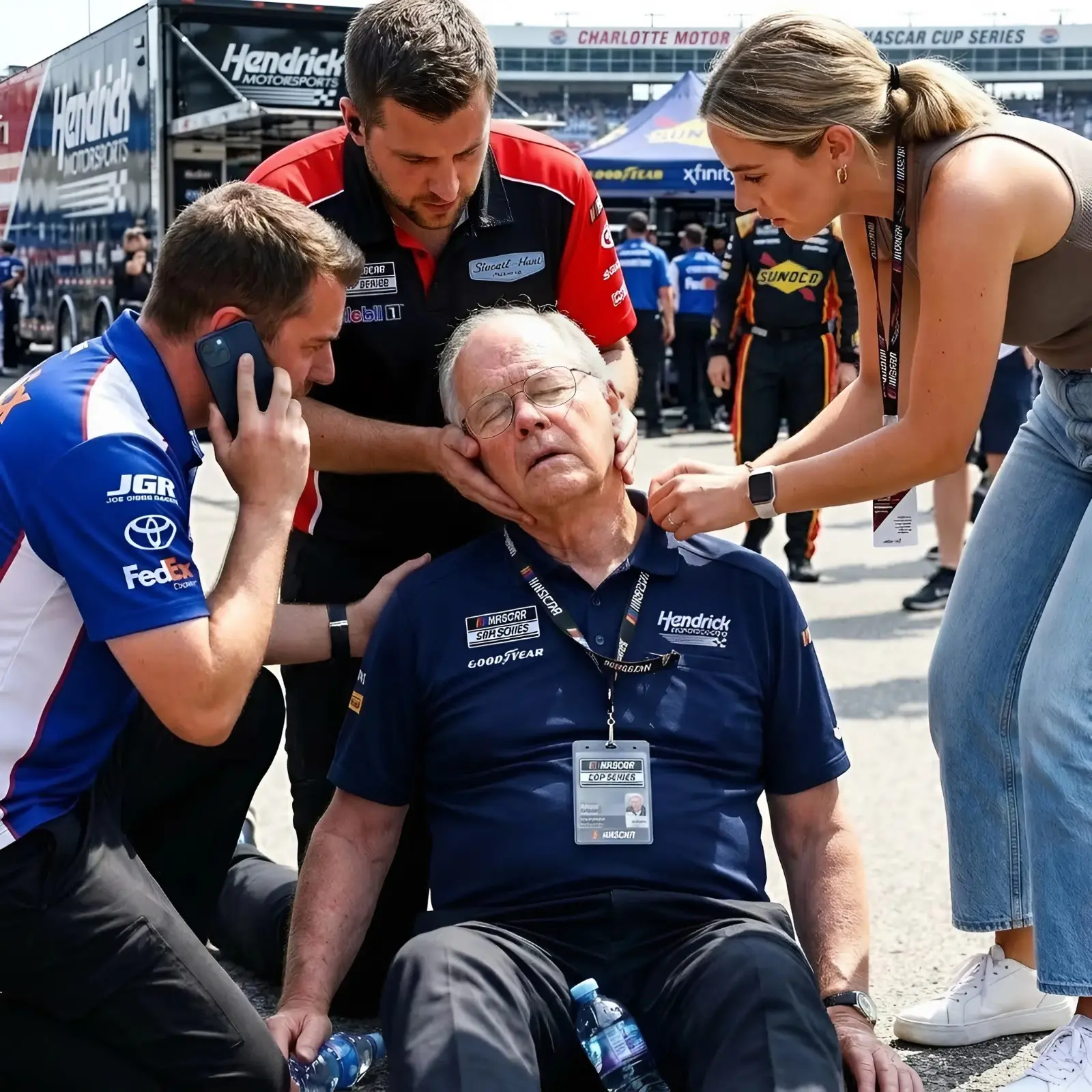 Cover Image for 😭Ten minutes ago: Panic spread throughout the crowded NASCAR executive meeting room when Chairman and CEO Jim France suddenly collapsed while delivering a strategic speech. Security and medical personnel immediately rushed to assist him as executives and staff watched in stunned silence. We now have a moving update on the serious health battle that Jim is facing. Our hearts go out to him and his loved ones. – Copy