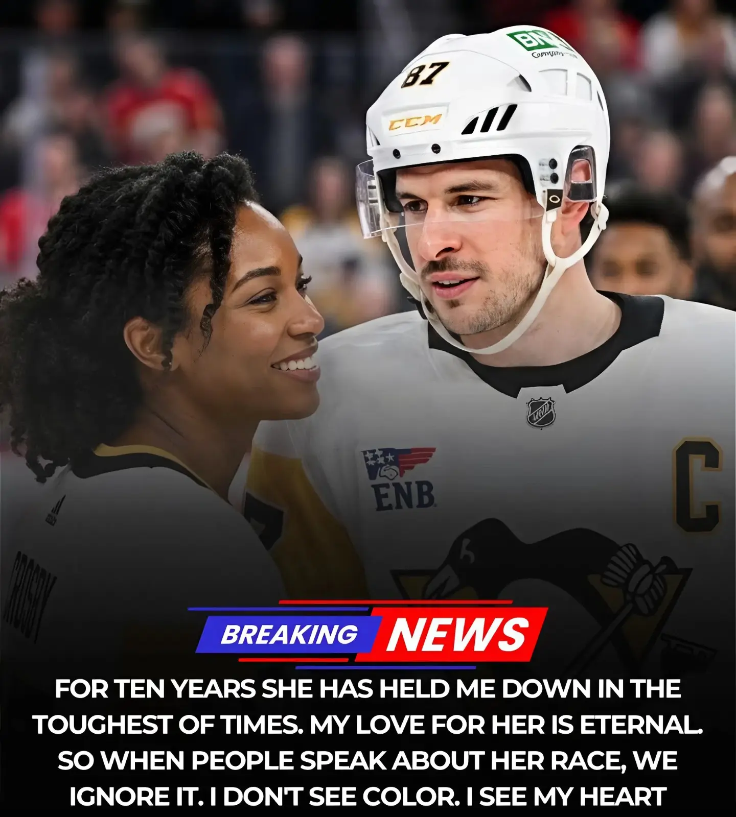 Cover Image for 🚨 Pittsburgh Penguins Star Sidney Crosby Fires Back at Engagement Backlash — Drops a Powerful “I Don’t See Color” Statement That Has America Completely Divided .