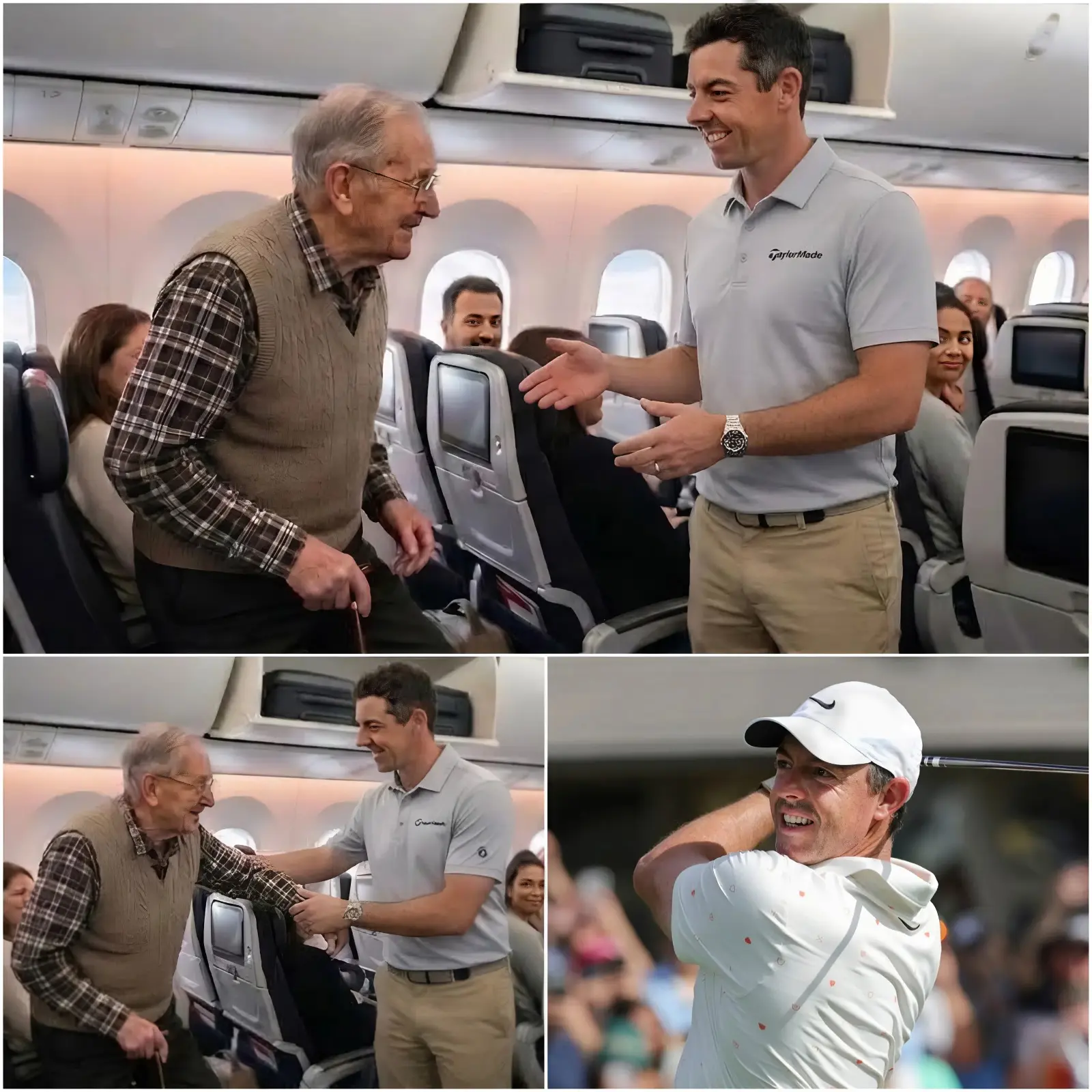 Cover Image for BREAKING NEWS: The sports world was left stunned after reports emerged that Rory McIlroy surprised passengers on a commercial flight with a deeply touching act of kindness. Just moments before the plane took off, he quietly gave up his first-class seat to an elderly veteran. But the story didn’t end there. What McIlroy reportedly did next — away from the spotlight and without seeking any recognition — is said to have deeply moved those on board. Several passengers were reportedly overcome with emotion, while the cabin crew was left completely speechless by his remarkable gesture. ✈️💙
