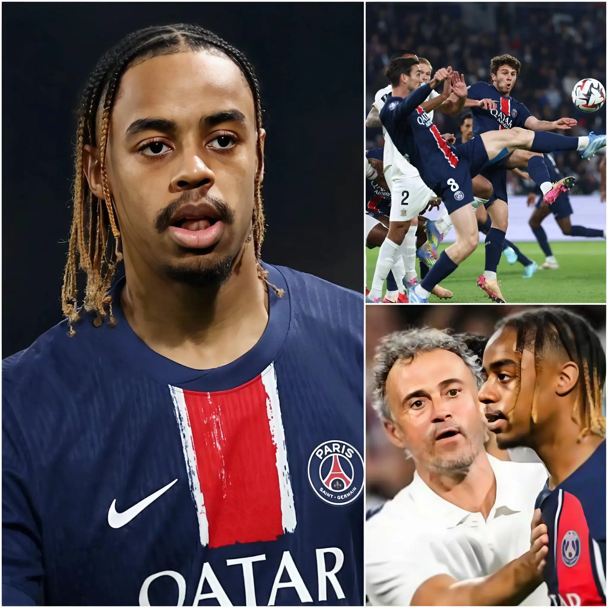 Cover Image for Bradley Barcola a surpris tout le monde au PSG en adressant une demande très directe à l’entraîneur Luis Enrique au sujet d’un coéquipier : « Je ne veux plus jouer avec lui ! » 😱