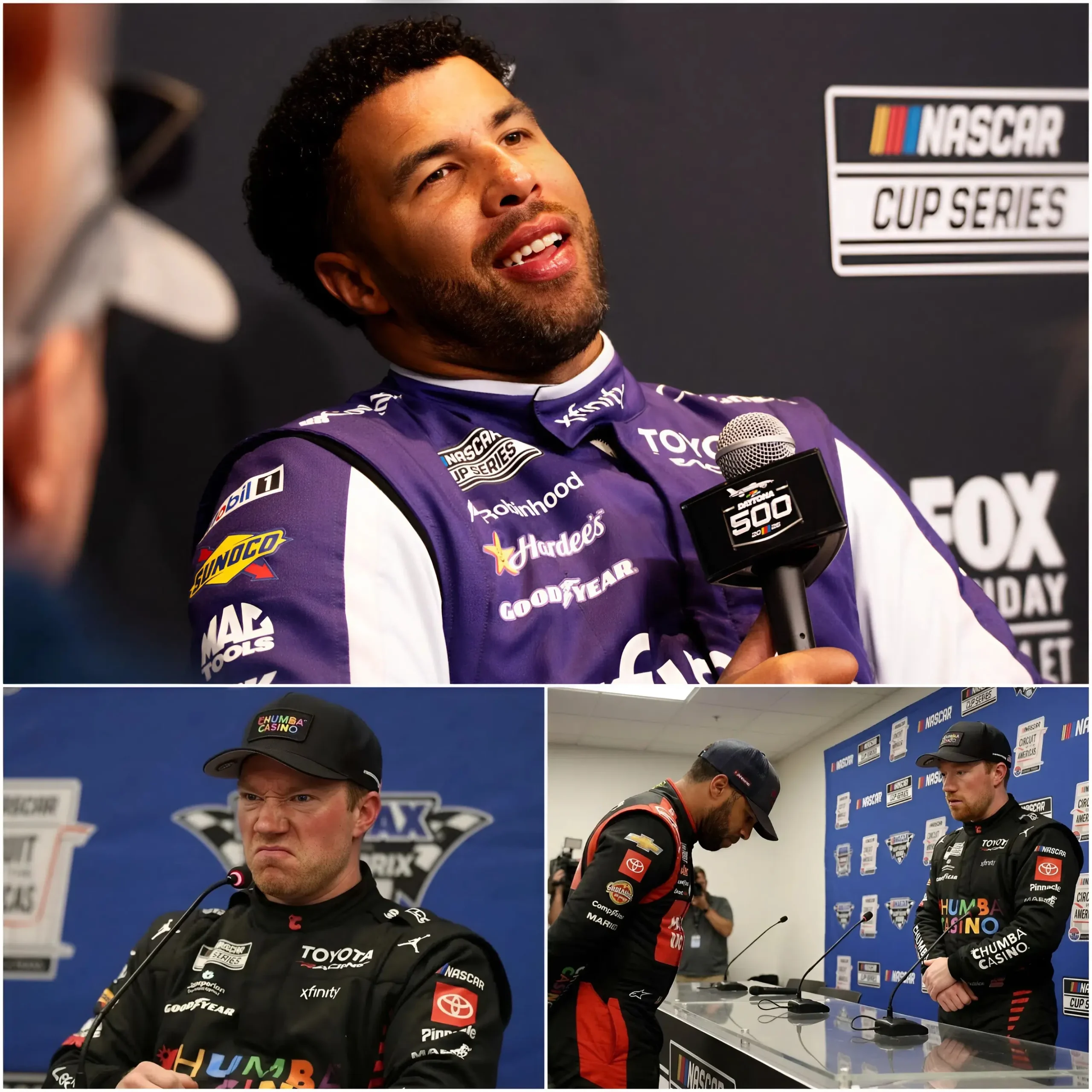 Cover Image for ”HE’S GOT JIMMIE JOHNSON’S HORSESHOE UP HIS A**” 🔴 Bubba Wallace unexpectedly criticized Tyler Reddick’s three-time consecutive championship start to the 2026 NASCAR season as cheating. Reddick immediately responded with 10 words that forced Bubba Wallace to apologize instantly…